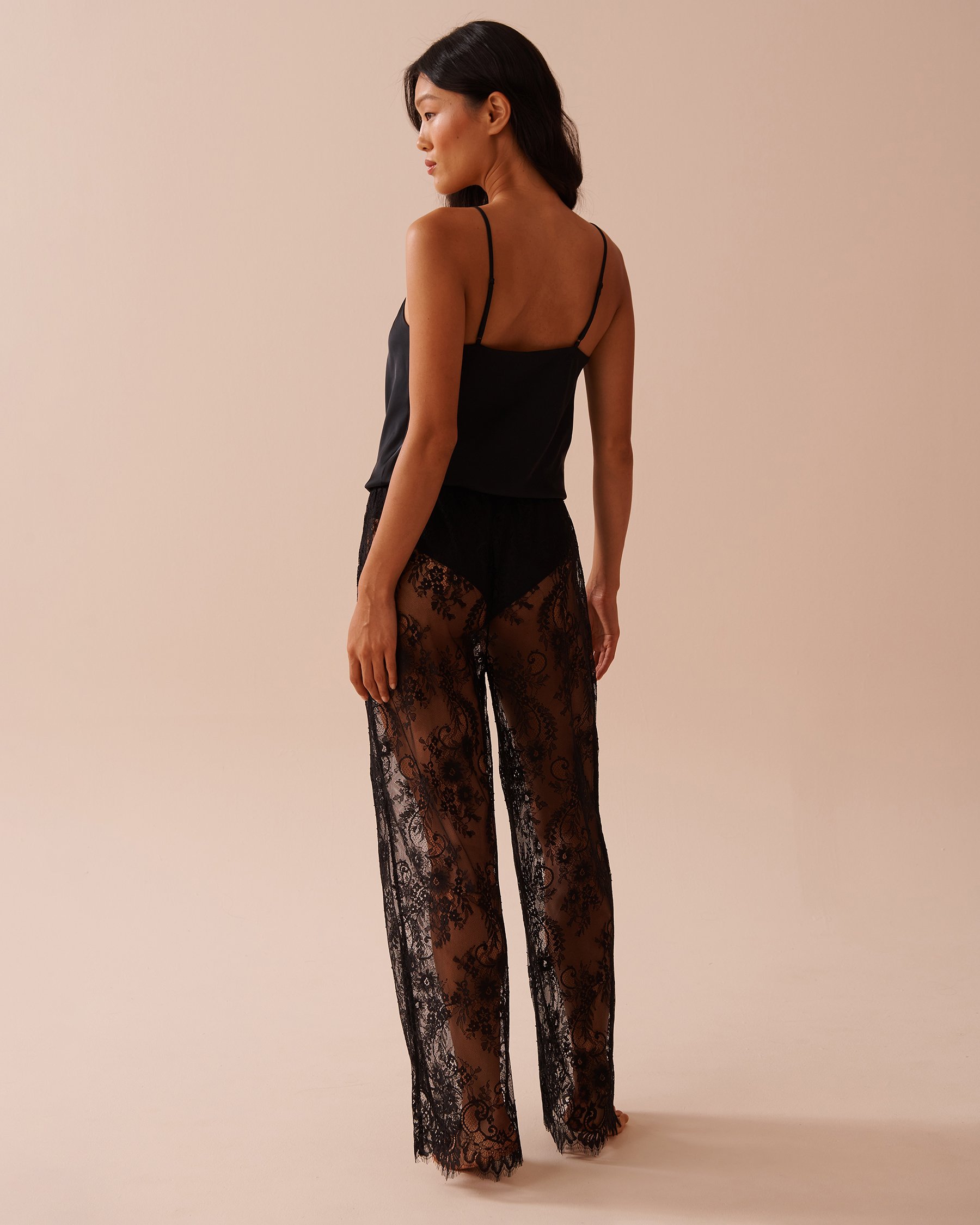 LA VIE EN ROSE Satin and Microfiber Plunge Teddy Classic Black 60300094 - View5