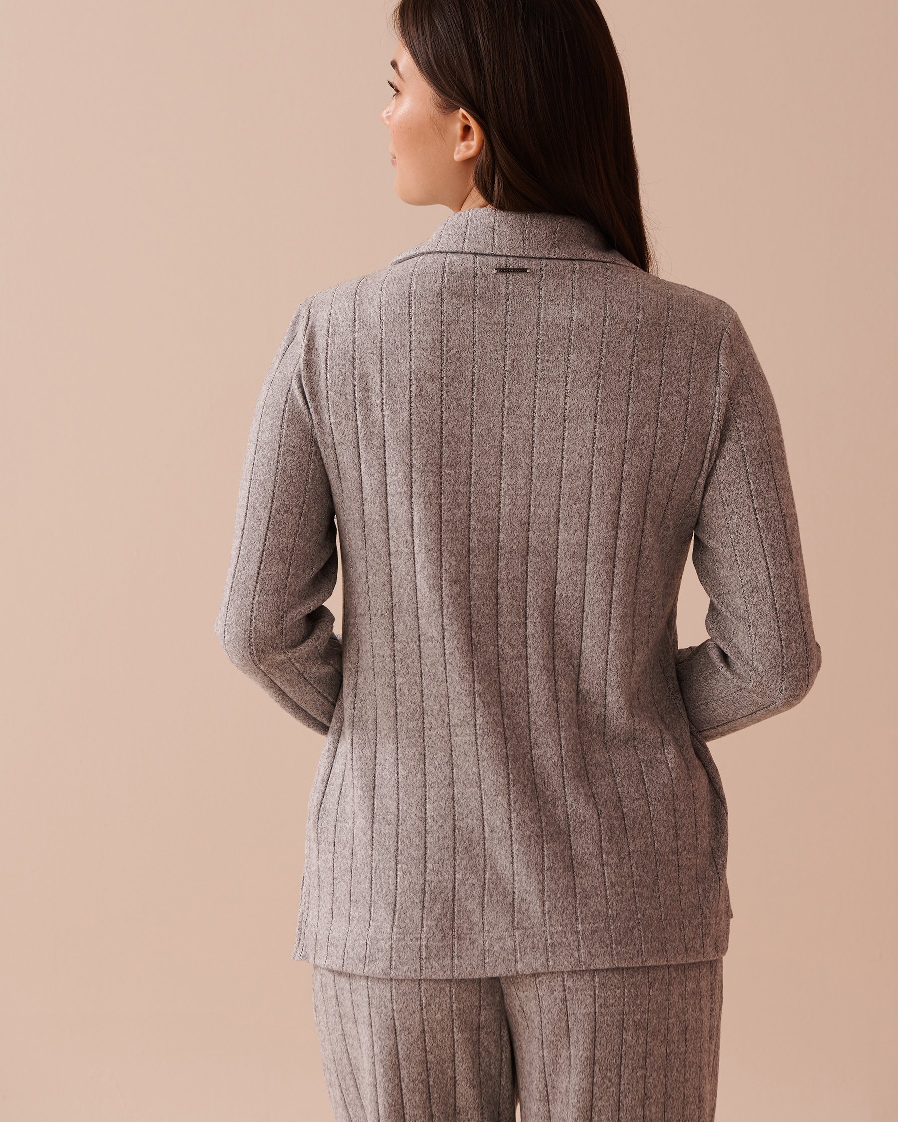 LA VIE EN ROSE Ribbed Long Sleeve Shirt Grey 50100095 - View2