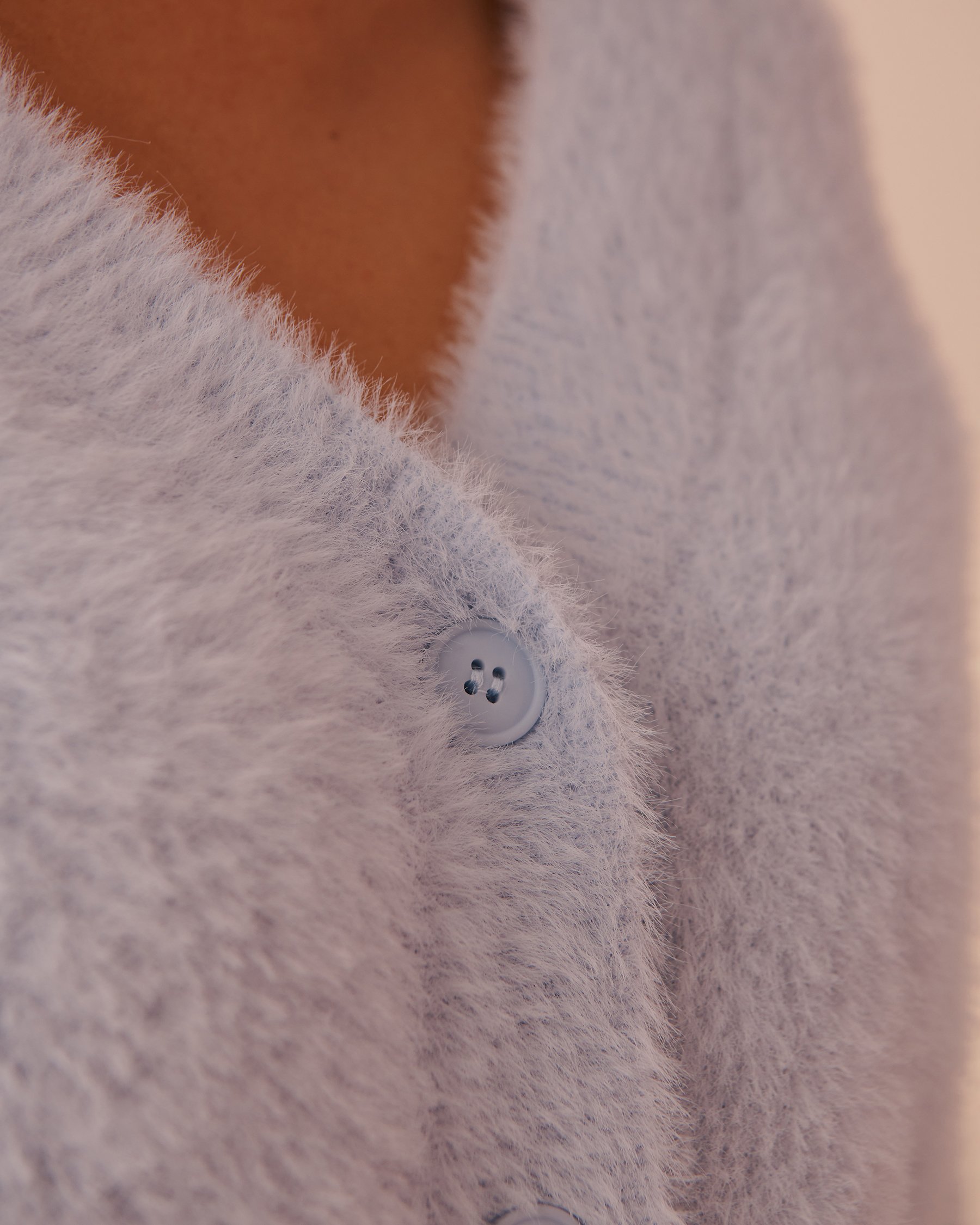 LA VIE EN ROSE Cardigan en peluche moelleuse Bleu glacé 50100097 - Voir8