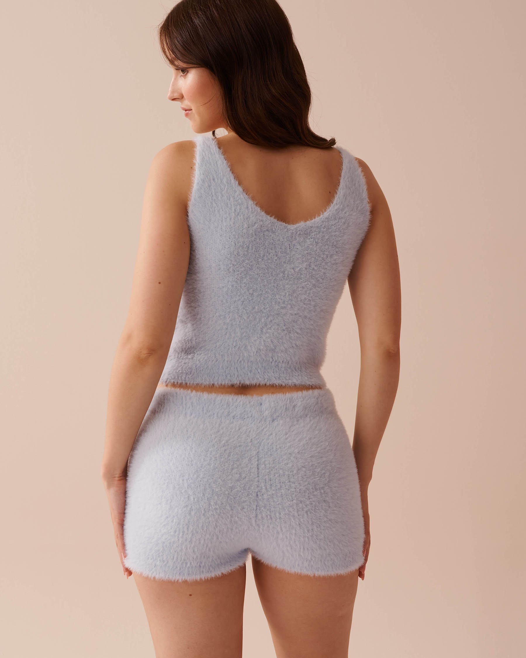 LA VIE EN ROSE Camisole en peluche moelleuse Bleu glacé 50100096 - View4