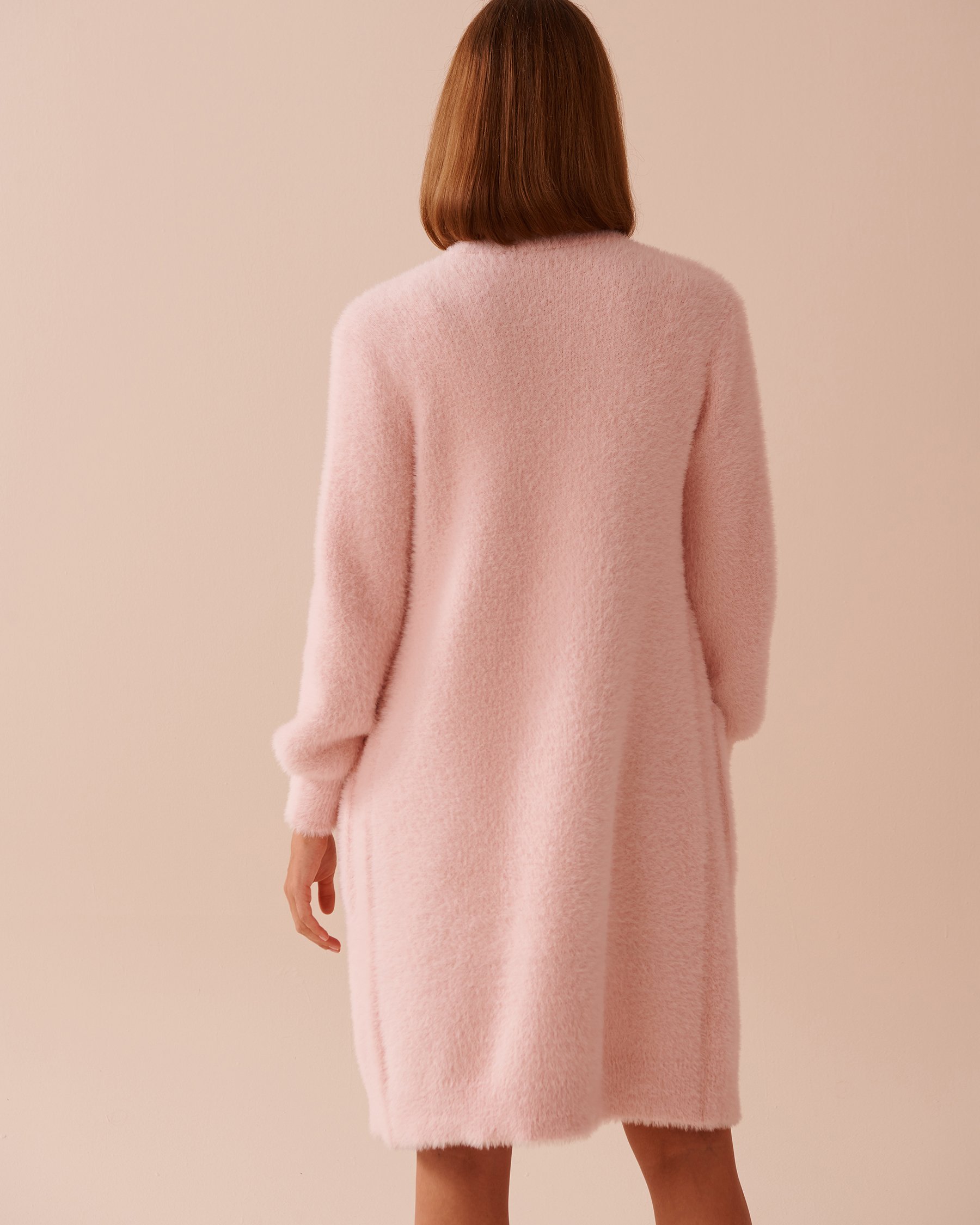 LA VIE EN ROSE Cardigan long en peluche moelleuse Rose fée 50500014 - View2