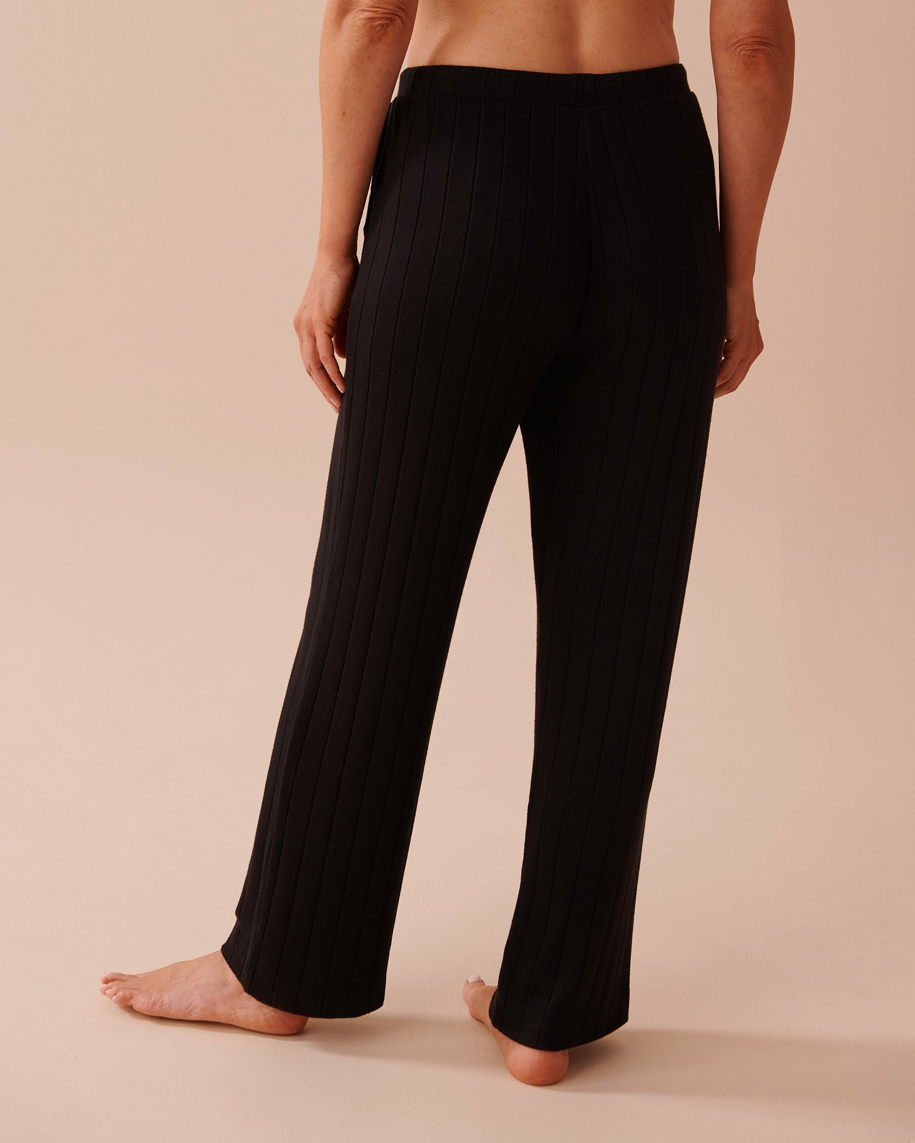 LA VIE EN ROSE Ribbed Wide Leg Pants Black 50200082 - View2