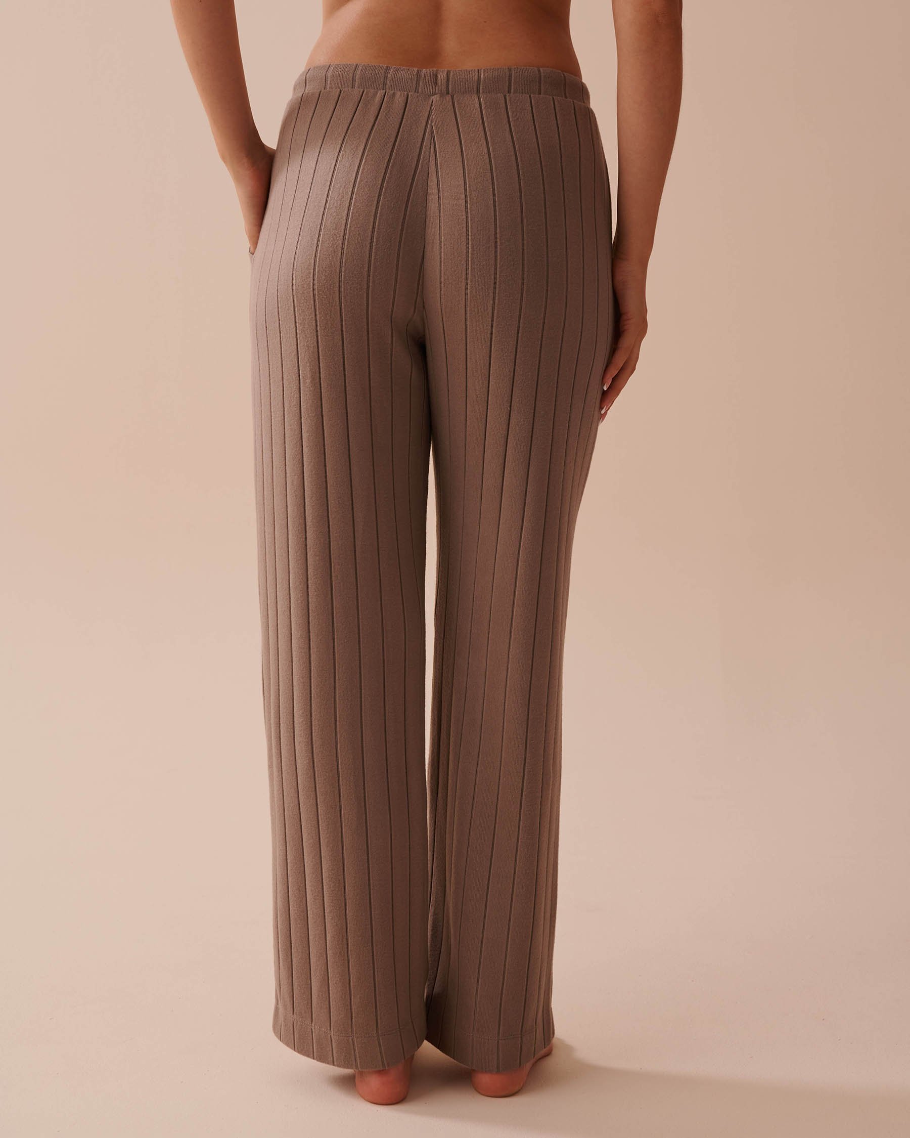 LA VIE EN ROSE Ribbed Wide Leg Pants Brown 50200082 - View2
