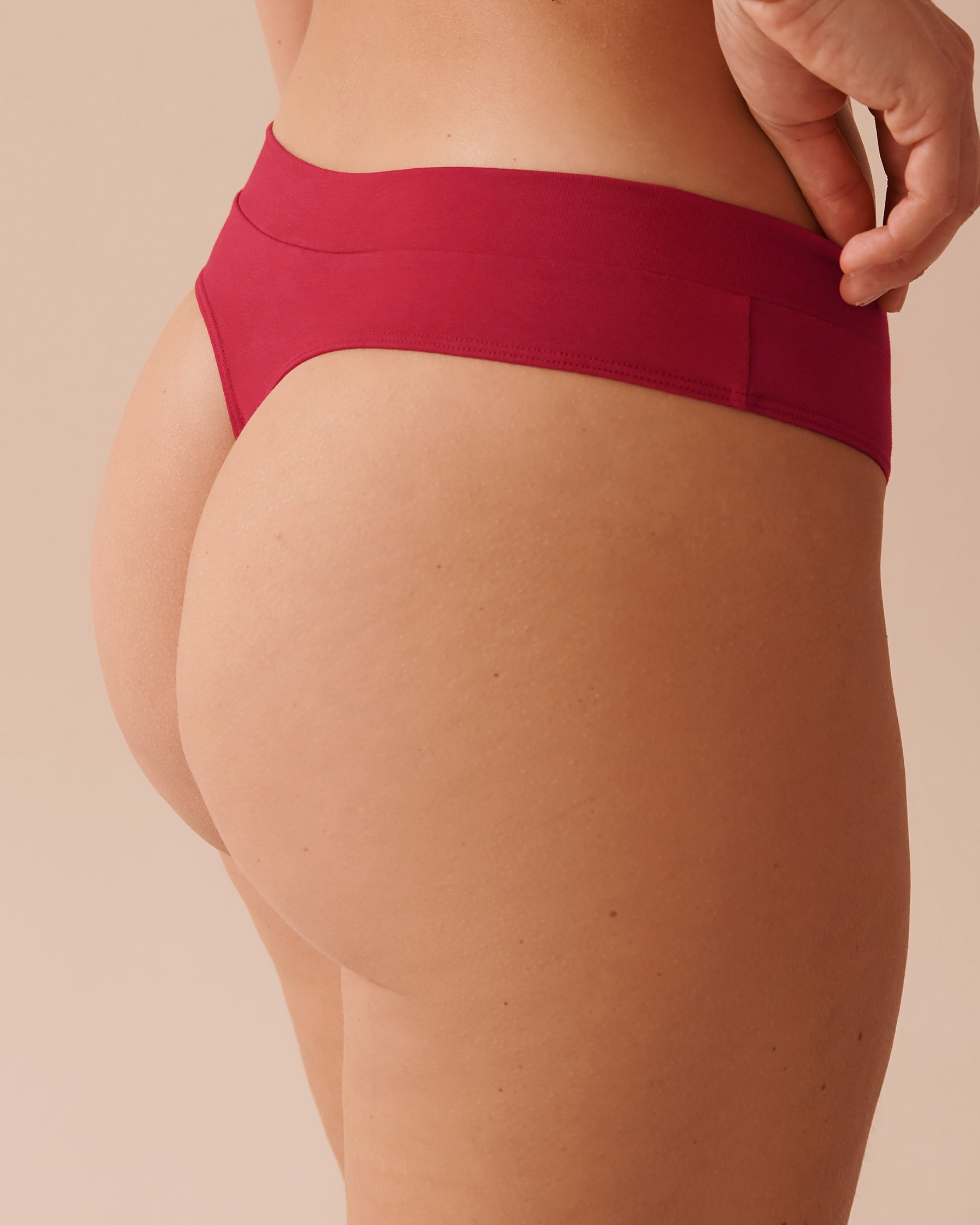 LA VIE EN ROSE Culotte tanga en coton Rouge sucre d'orge 20100522 - Voir2