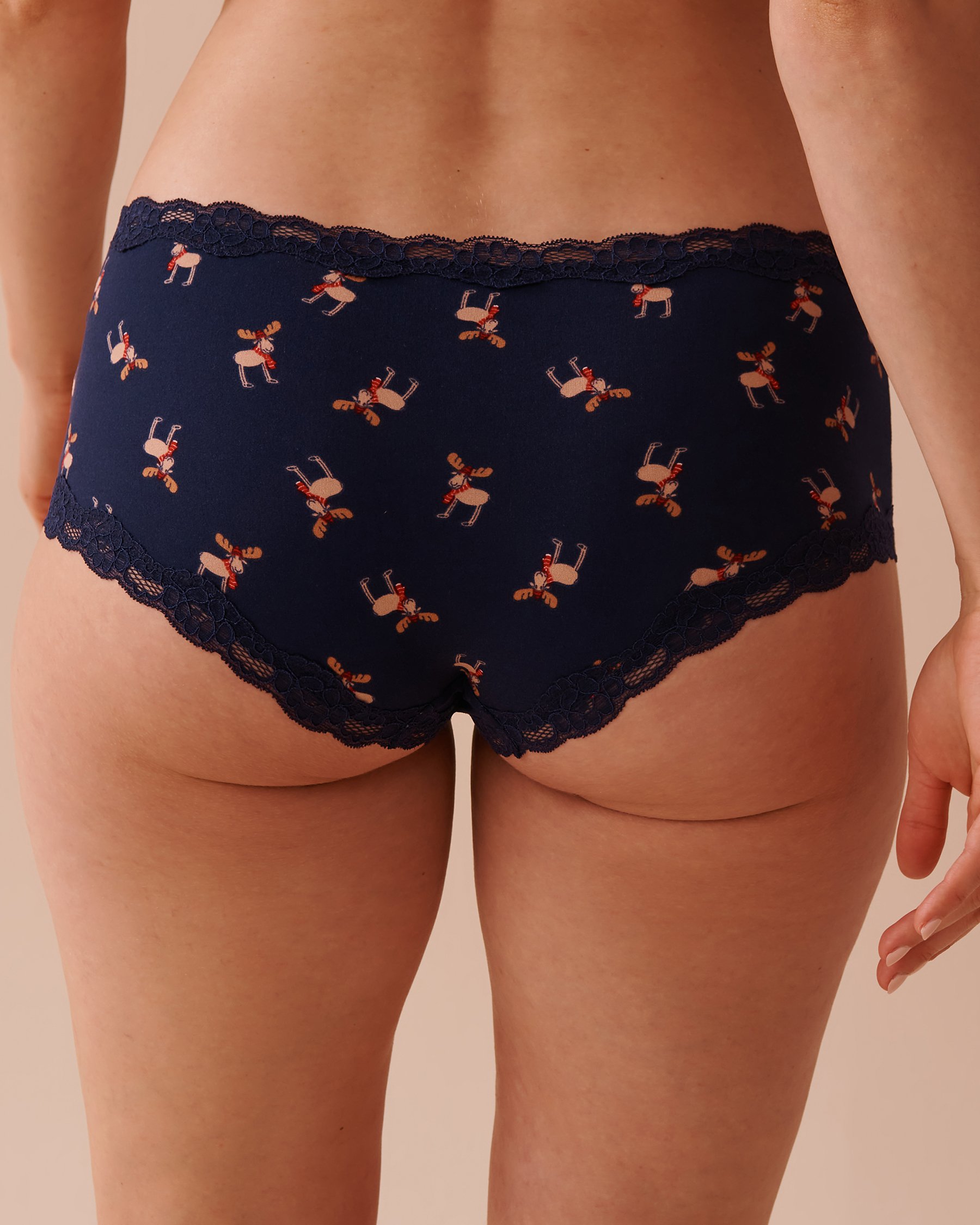 LA VIE EN ROSE Super Soft Lace Trim Boyleg Panty Moose/Evening Blue 20100532 - View2