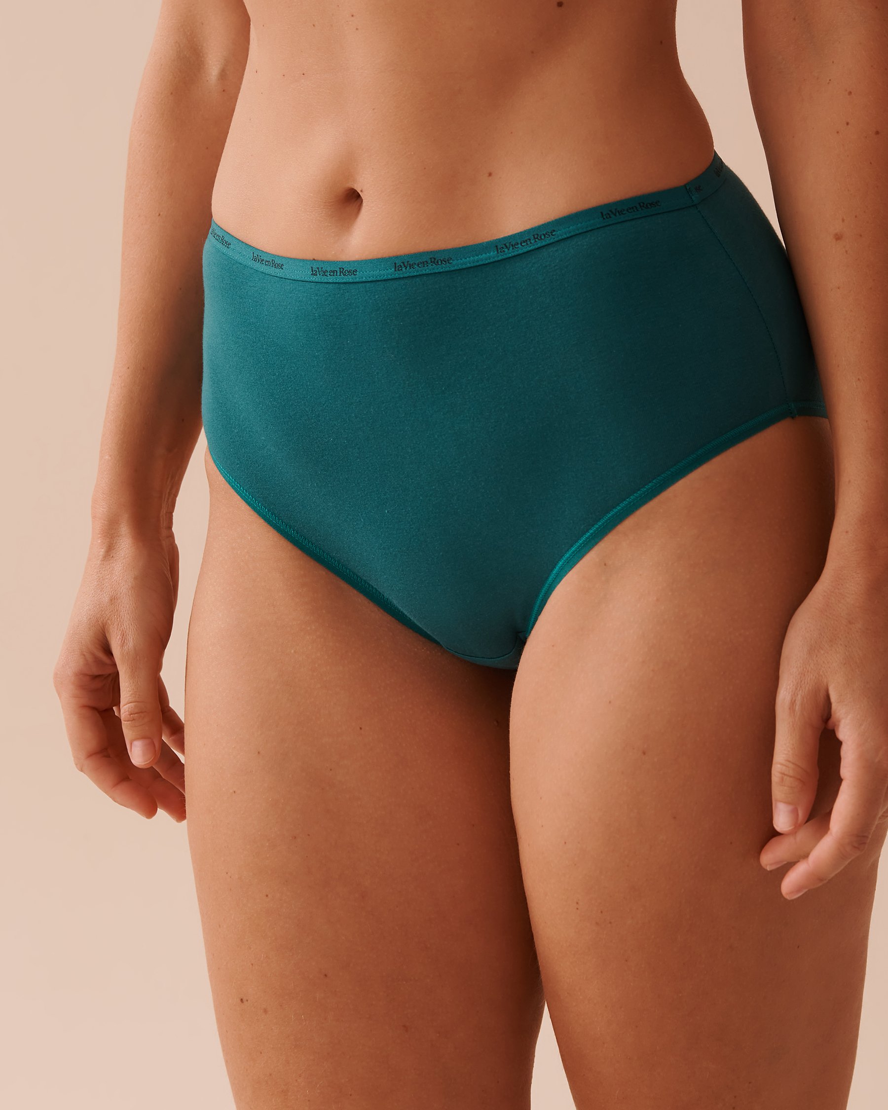 LA VIE EN ROSE Cotton High Waist Bikini Panty Fir Green 20100509 - View1