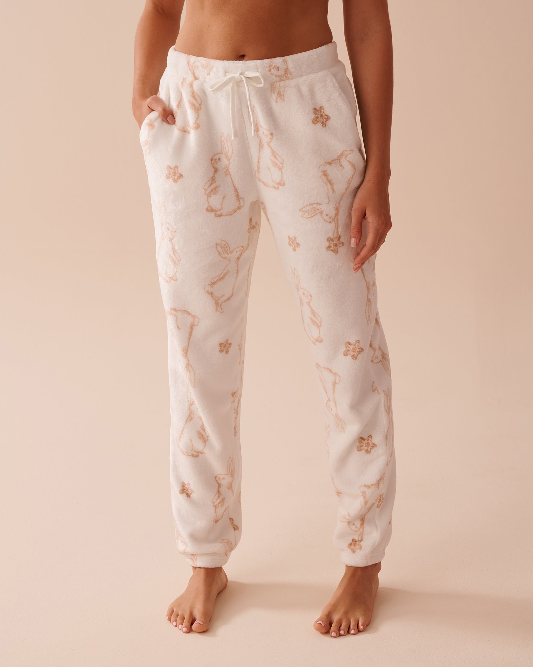 LA VIE EN ROSE Ensemble pyjama en peluche douce à imprimé lapin Lapin/Blanc neige 40400079 - Voir4
