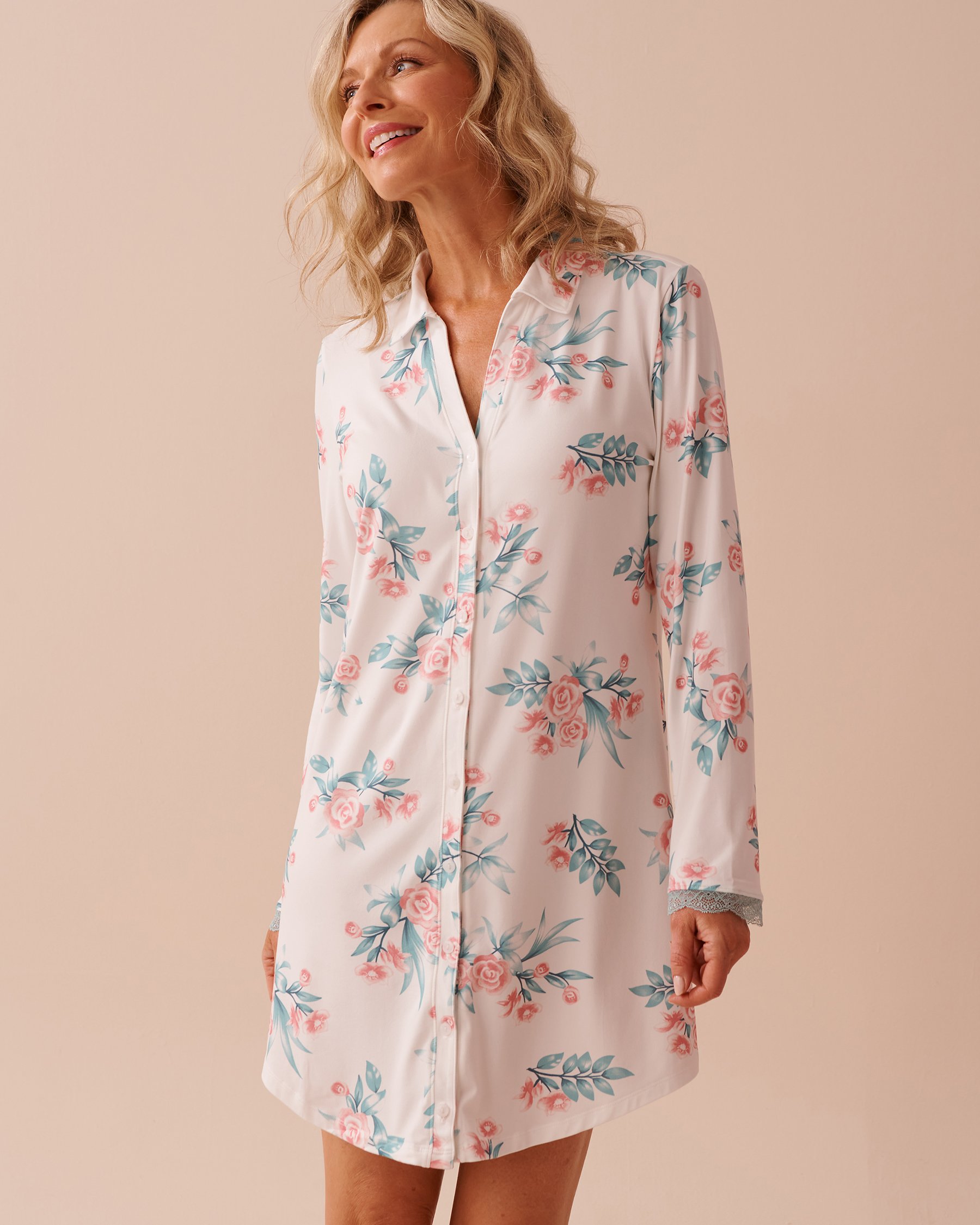 LA VIE EN ROSE Rose Garden Print Soft Long Sleeve Sleepshirt Rose Garden 40500385 - View1