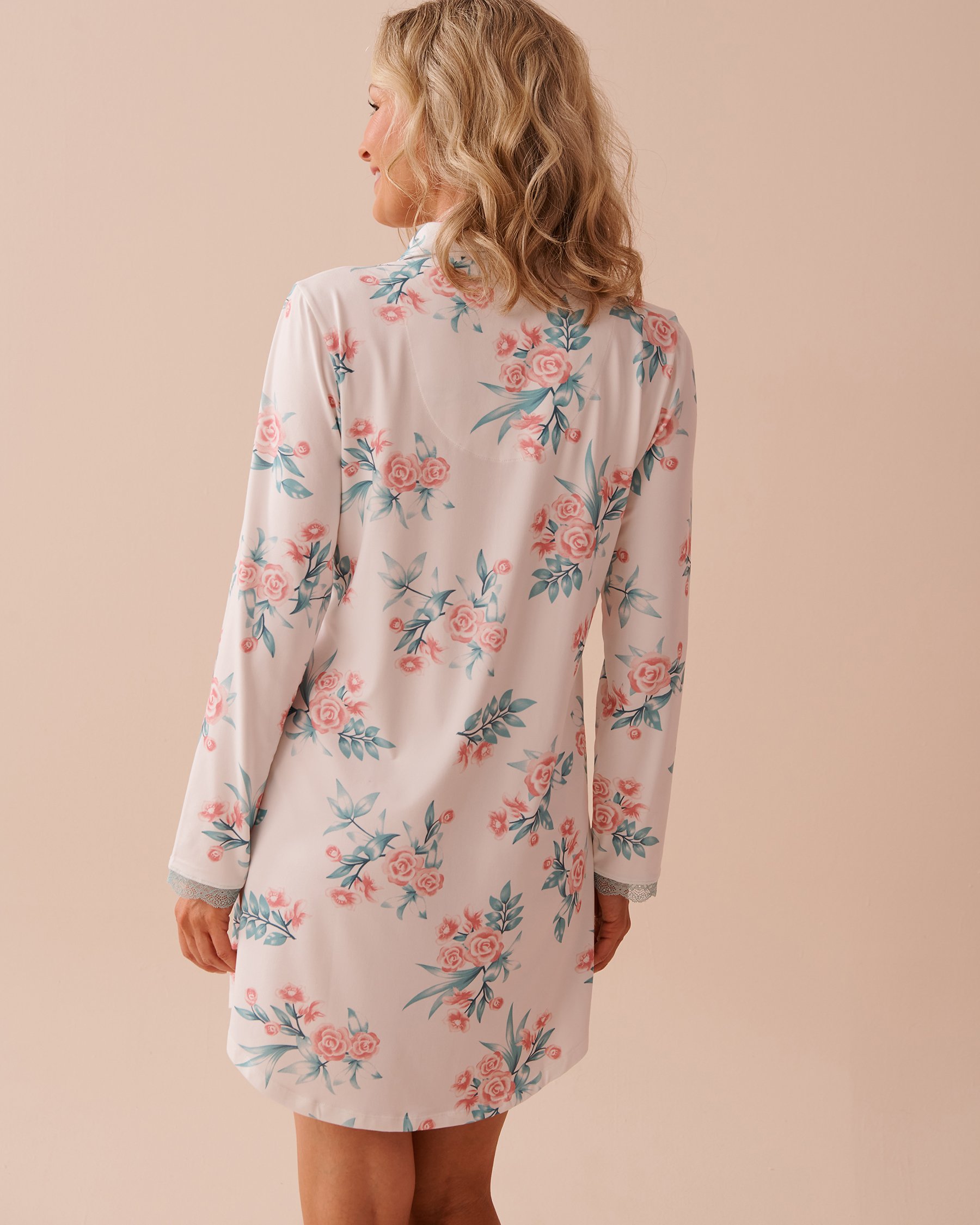 LA VIE EN ROSE Rose Garden Print Soft Long Sleeve Sleepshirt Rose Garden 40500385 - View2