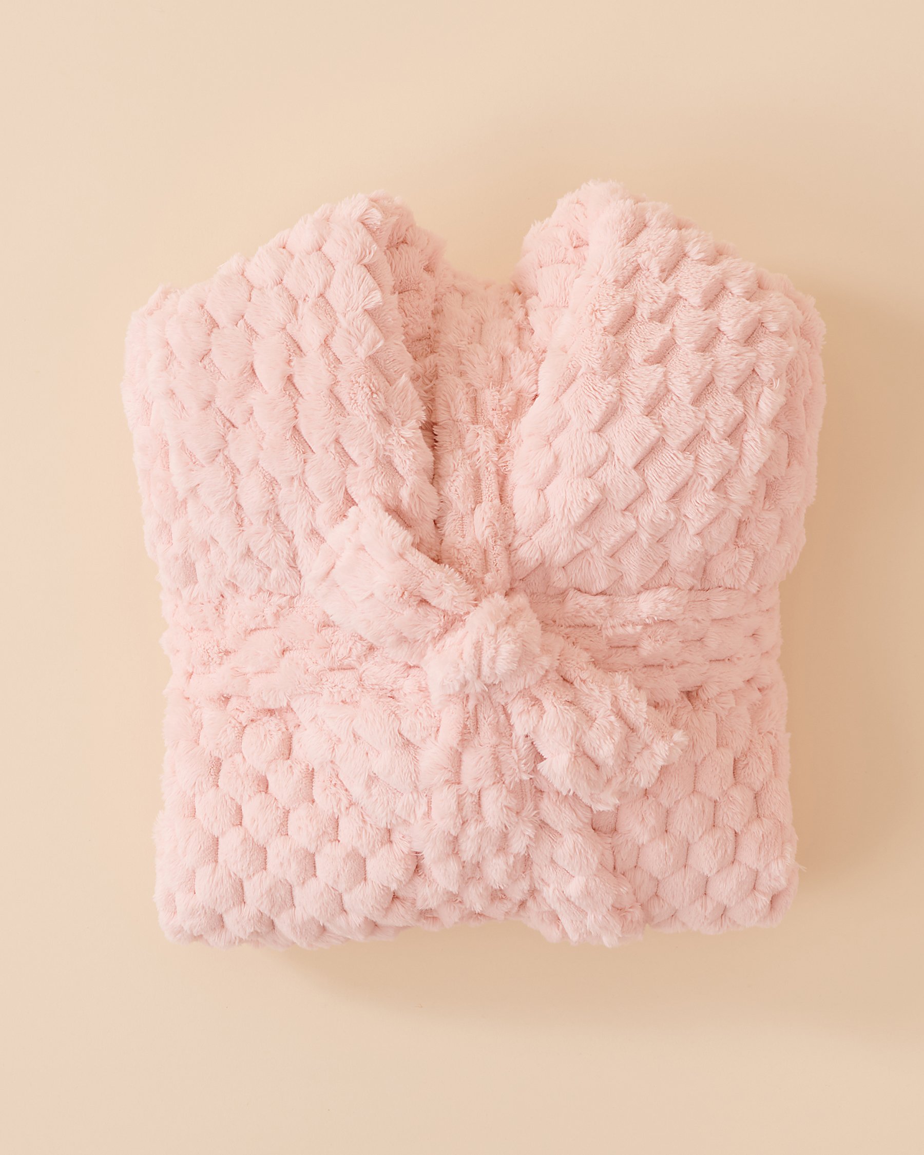 LA VIE EN ROSE Soft Plush Quilted Effect Robe Fairy Pink 40600190 - View2
