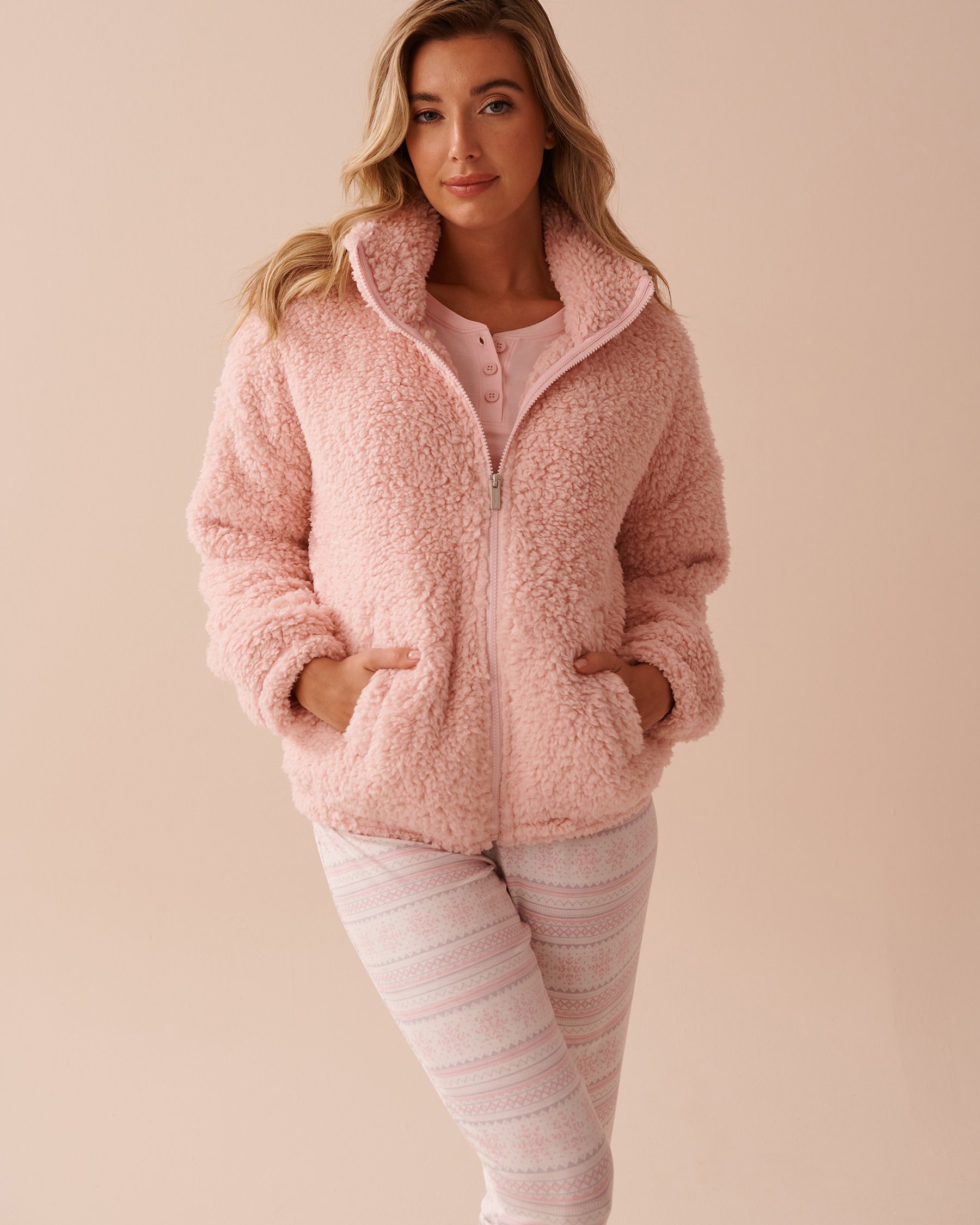 LA VIE EN ROSE Cardigan en sherpa Rose fée 40600191 - Voir4