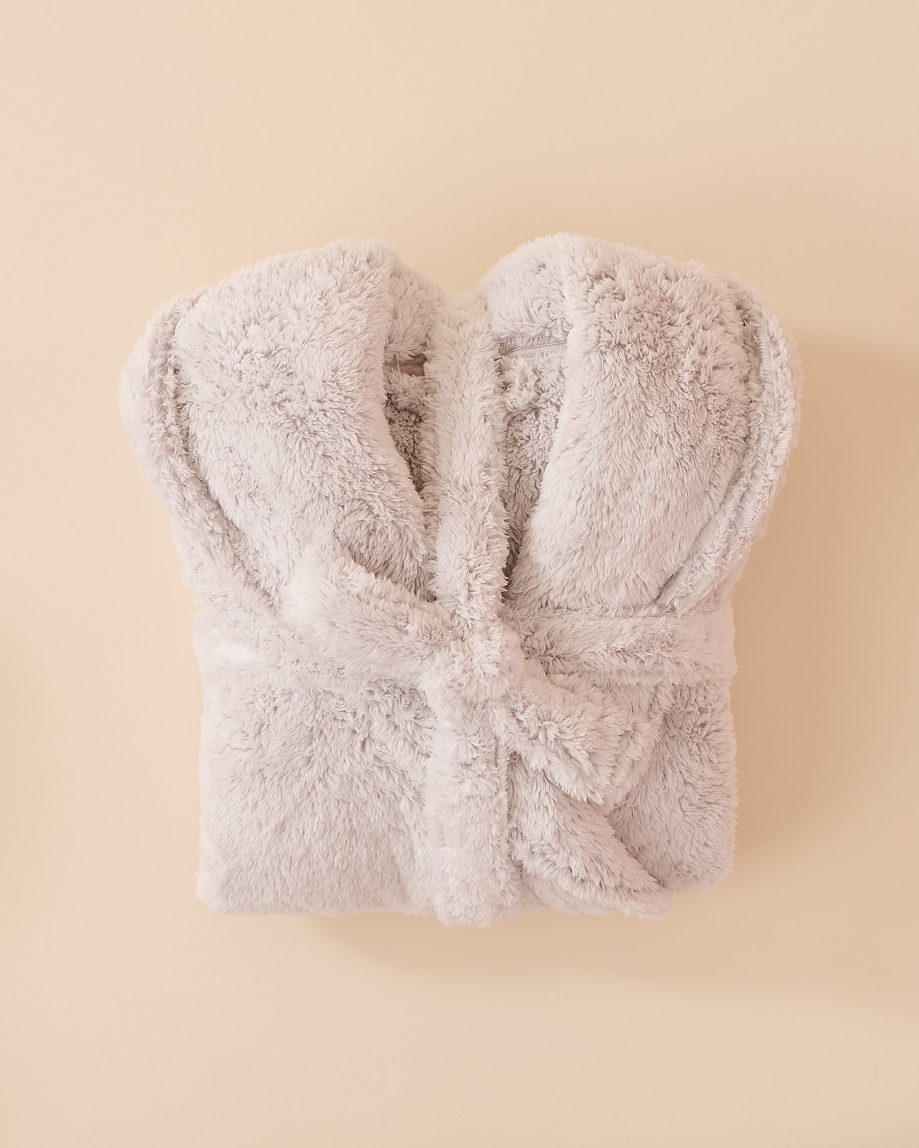 LA VIE EN ROSE Soft Plush Hooded Robe Grey 40600193 - View2