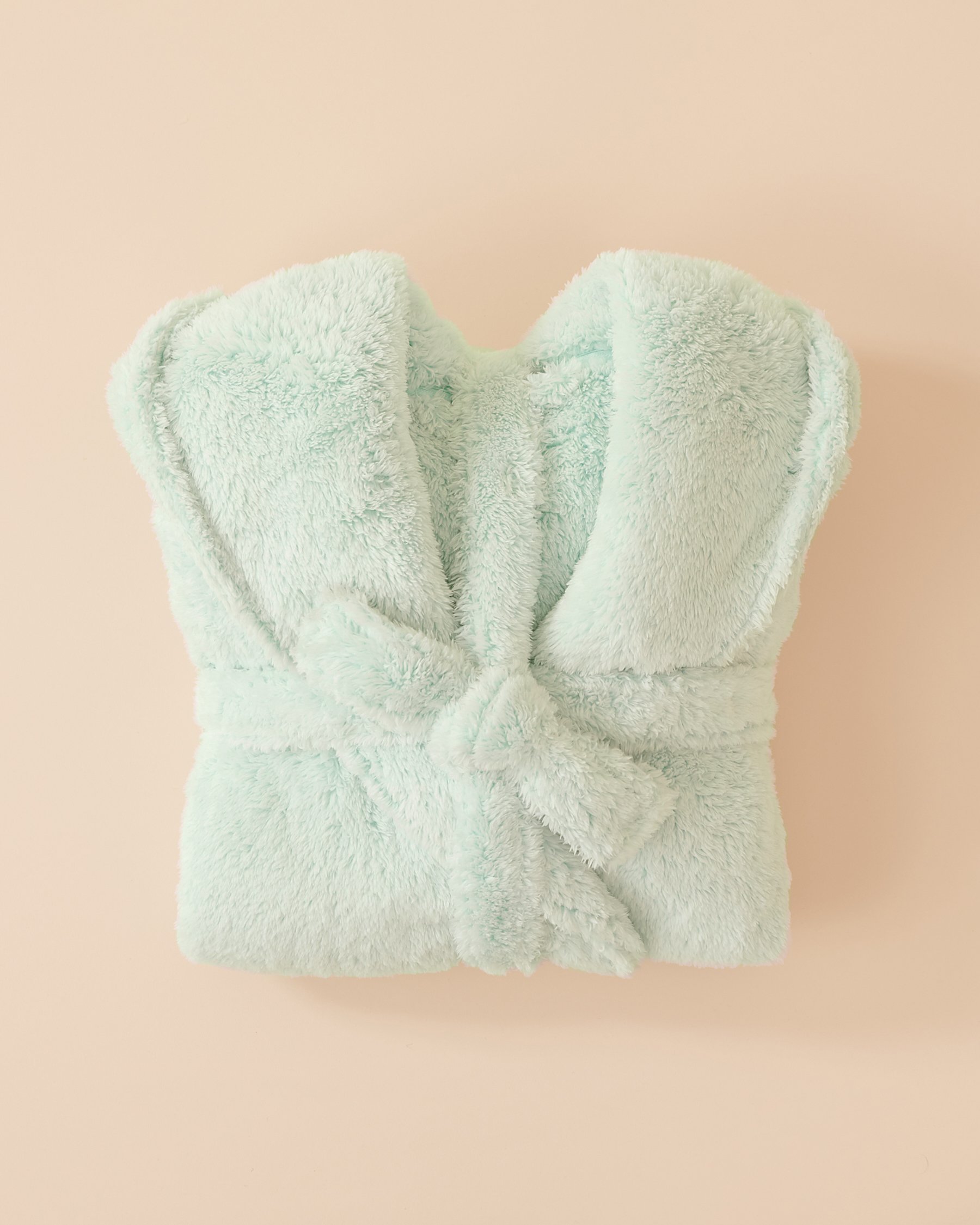 LA VIE EN ROSE Soft Plush Hooded Robe Mint Green 40600193 - View2