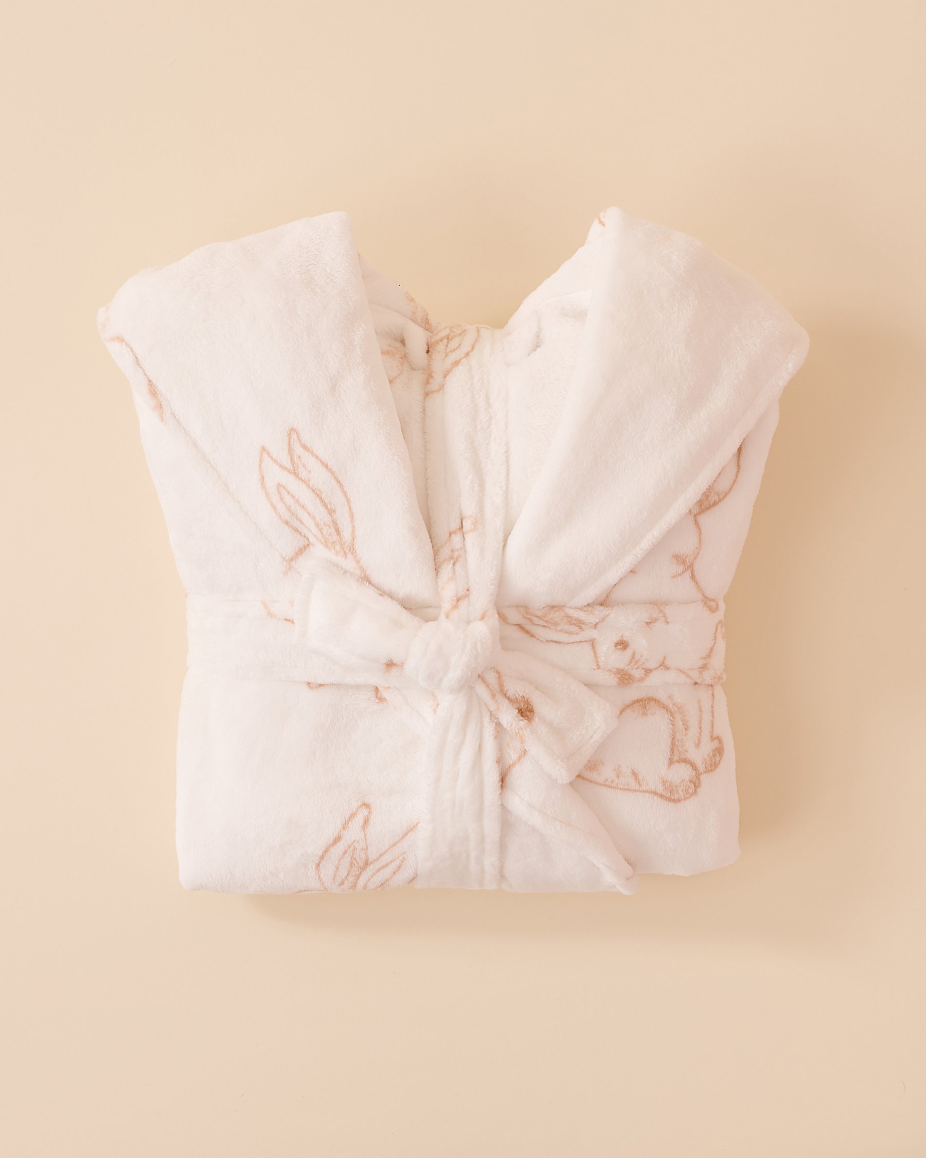 LA VIE EN ROSE Robe de chambre à capuchon en peluche imprimé lapin Lapin/Blanc neige 40600194 - Voir2