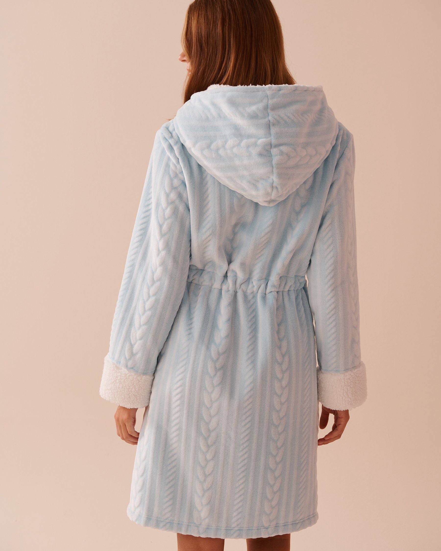 LA VIE EN ROSE Hooded Robe Light Blue 40600188 - View3