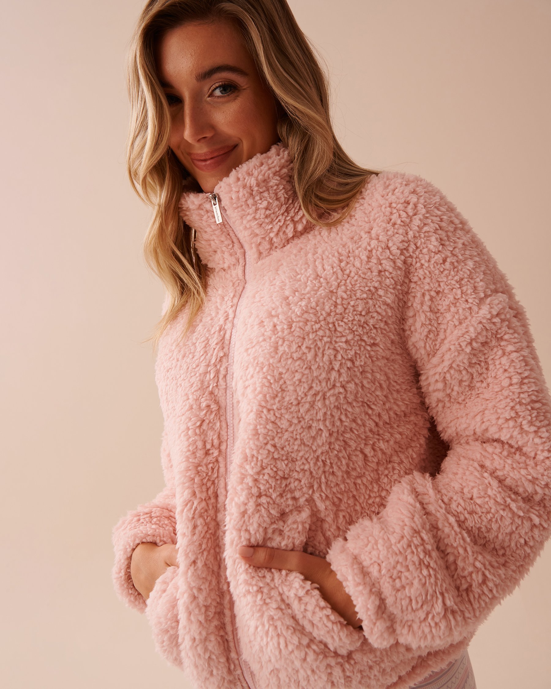 LA VIE EN ROSE Sherpa Cardigan Fairy Pink 40600191 - View5
