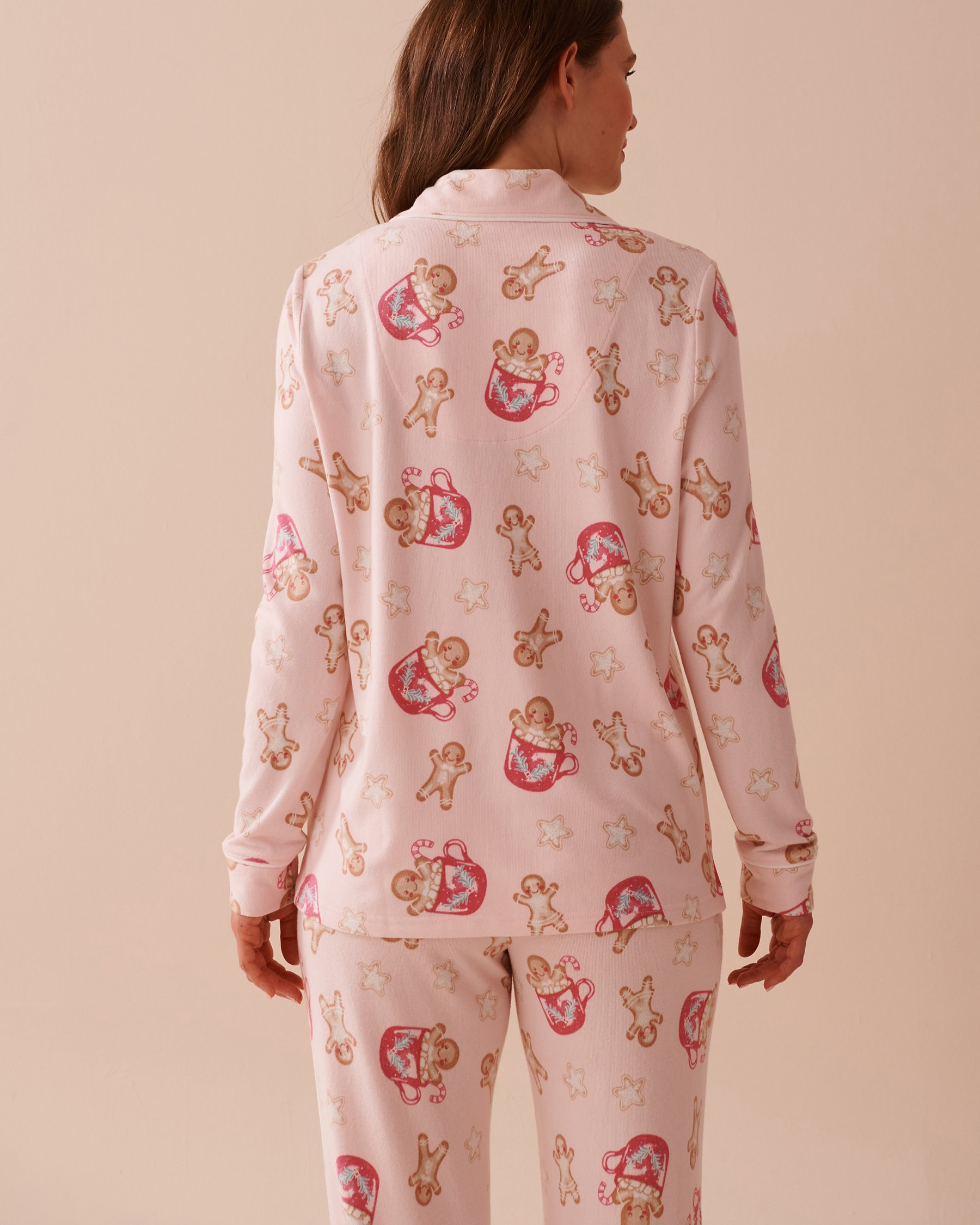 LA VIE EN ROSE Chemisier manches longues en fibres recyclées imprimé pain d'épices Pain d'épices/Rose fée 40100664 - Voir2