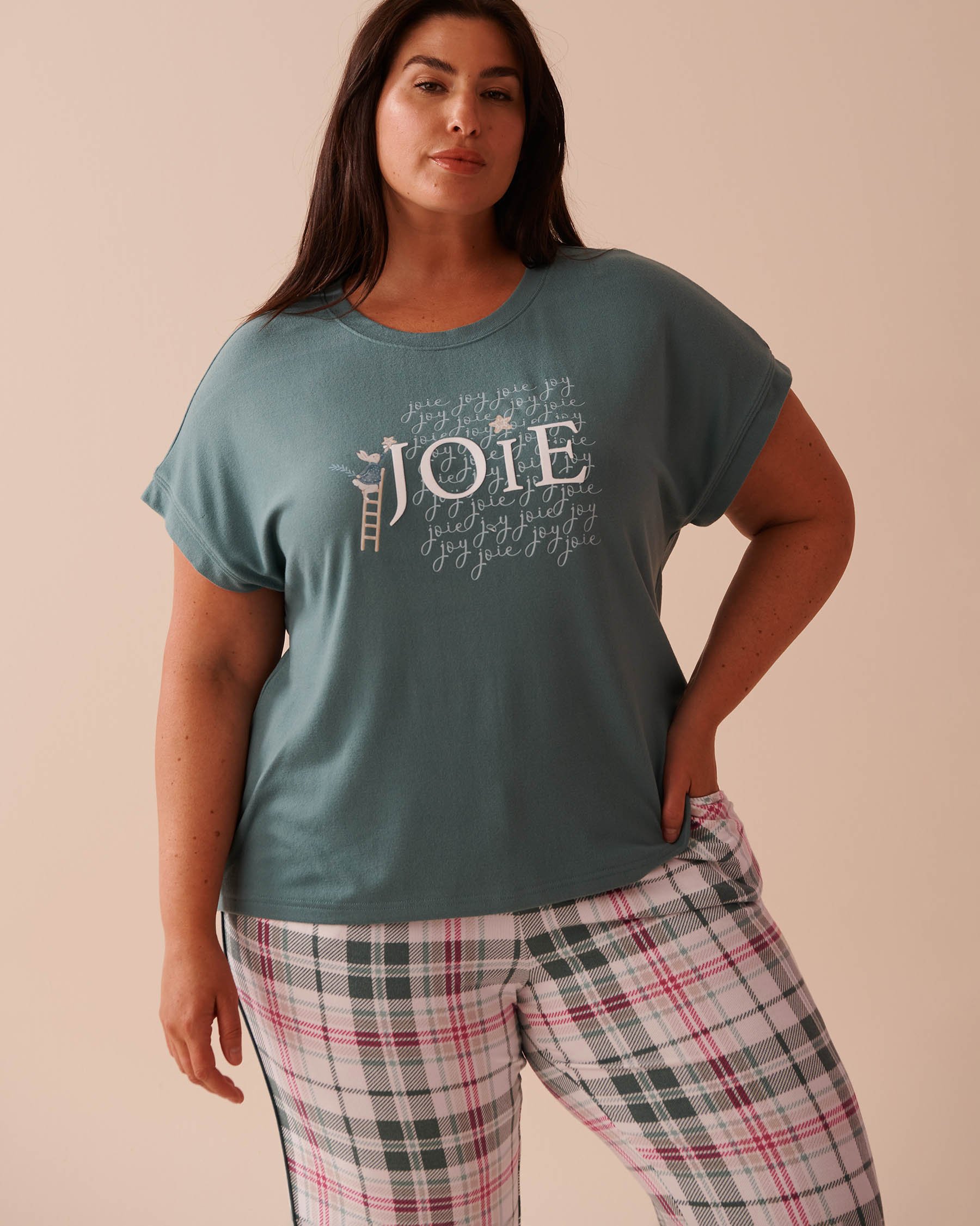 LA VIE EN ROSE T-shirt en fibres recyclées imprimé lapin Vert forêt 40100667 - Voir1