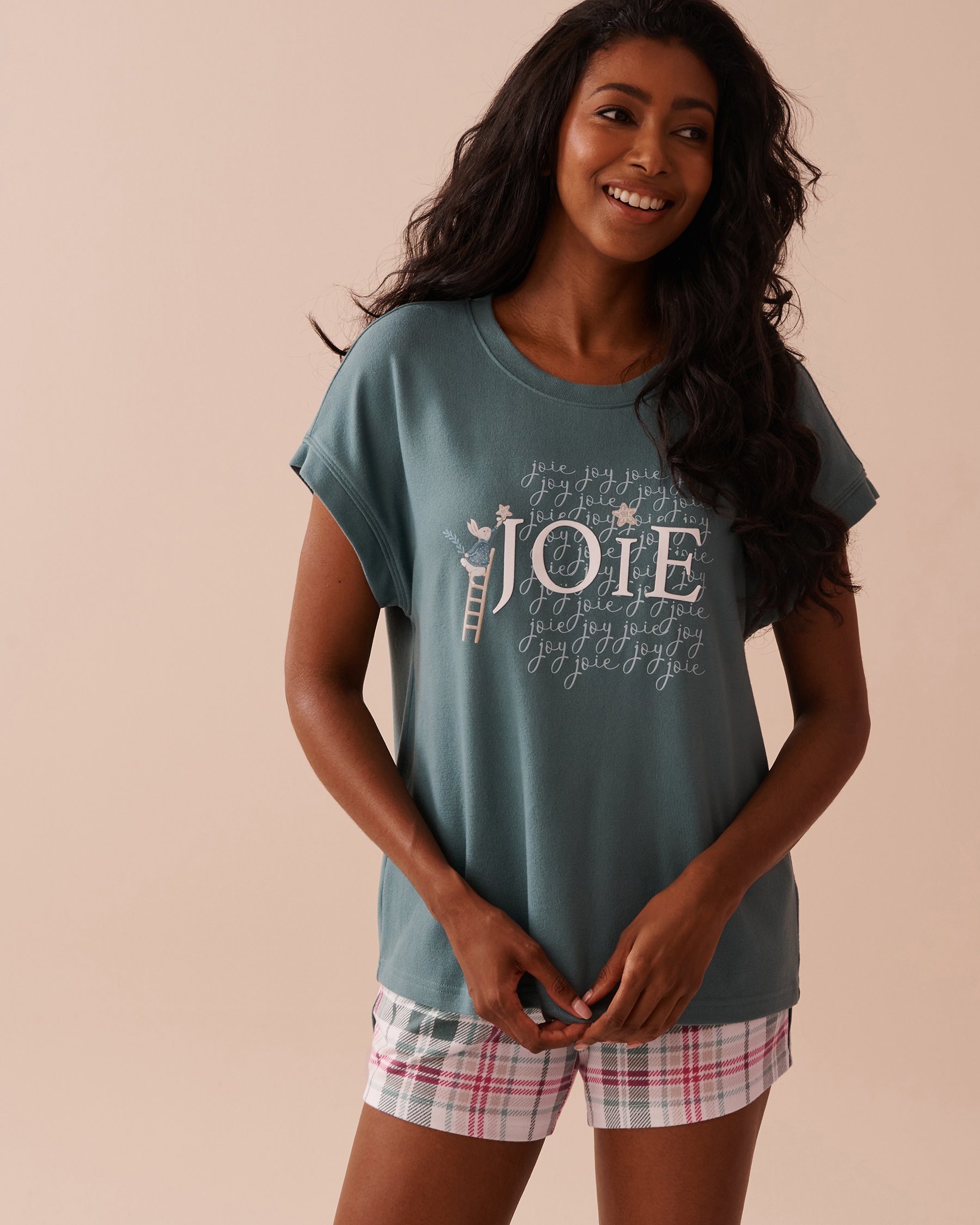 LA VIE EN ROSE T-shirt en fibres recyclées imprimé lapin Vert forêt 40100667 - Voir4
