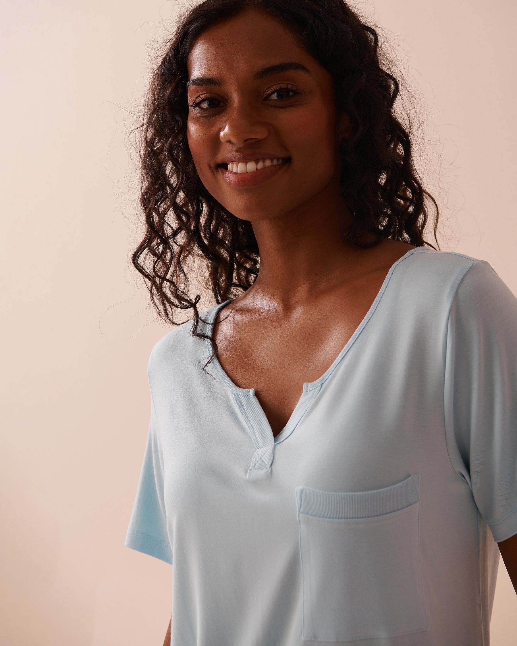 LA VIE EN ROSE Bamboo T-shirt Winter Blue 40100671 - View3