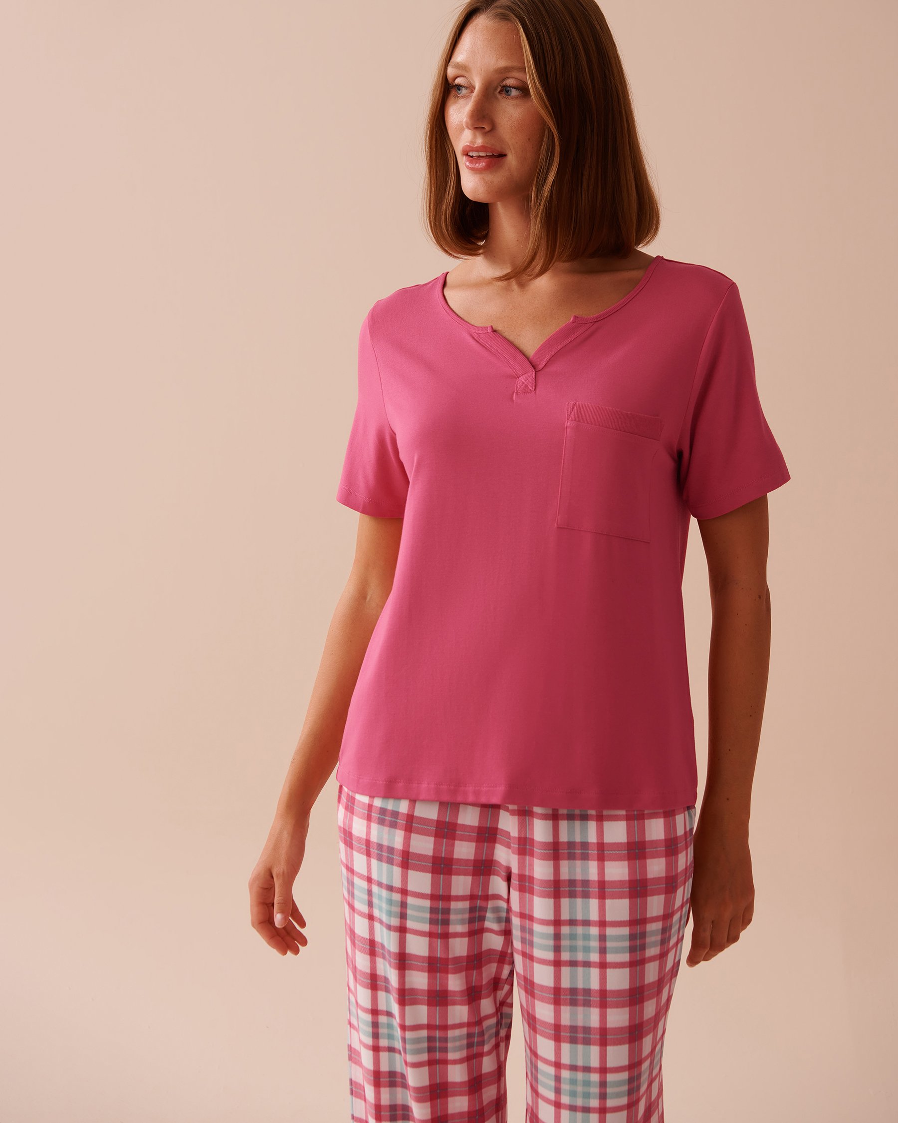 LA VIE EN ROSE T-shirt en bambou Rouge cerise 40100671 - Voir1