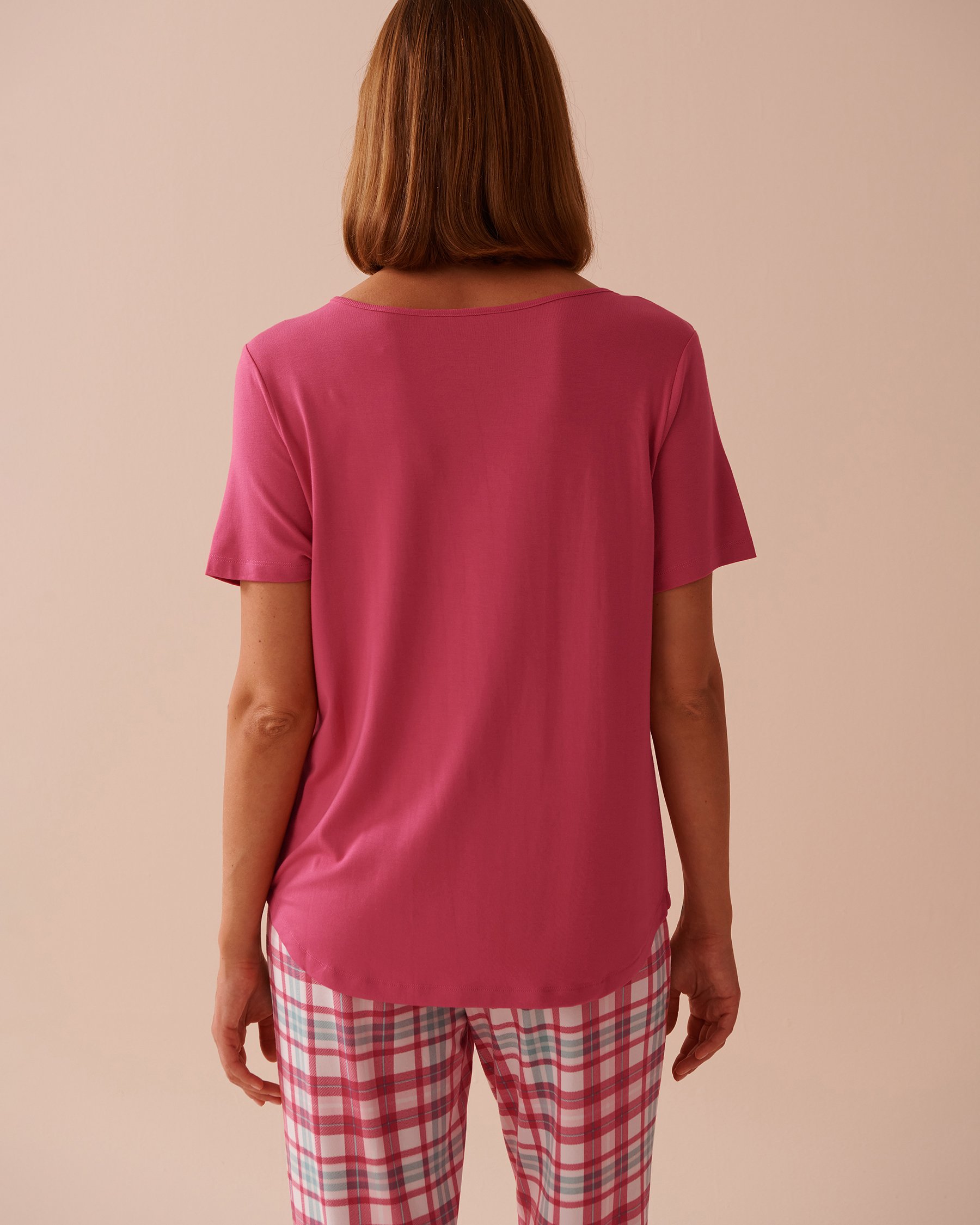LA VIE EN ROSE T-shirt en bambou Rouge cerise 40100671 - Voir2