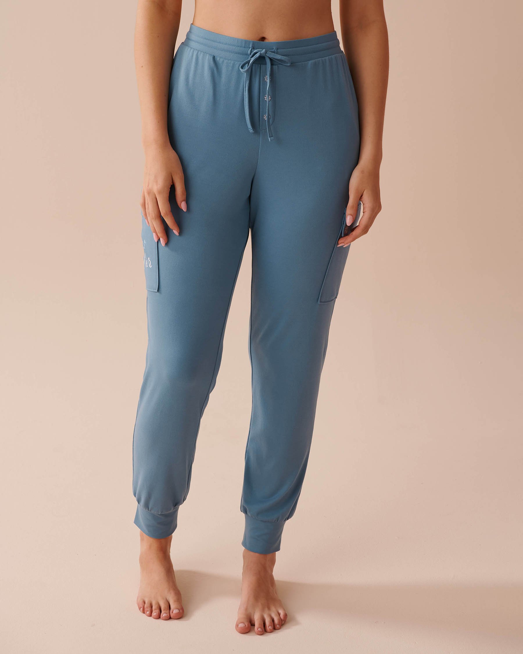 LA VIE EN ROSE Holiday Print Super Soft Cargo Pajama Pants Nordic Blue 40200640 - View1