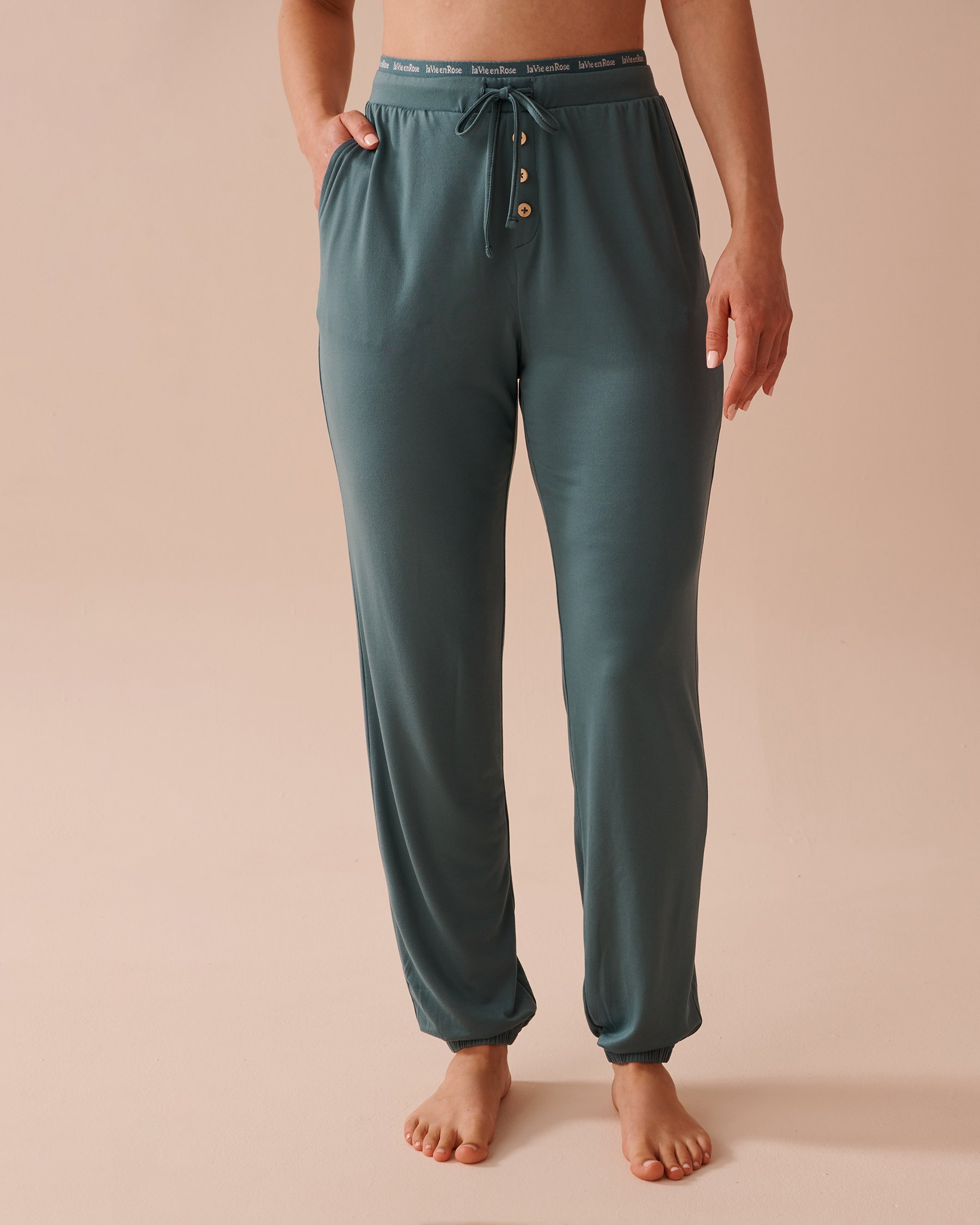 LA VIE EN ROSE Super Soft Jogger Pajama Pants Forest Green 40200646 - View1