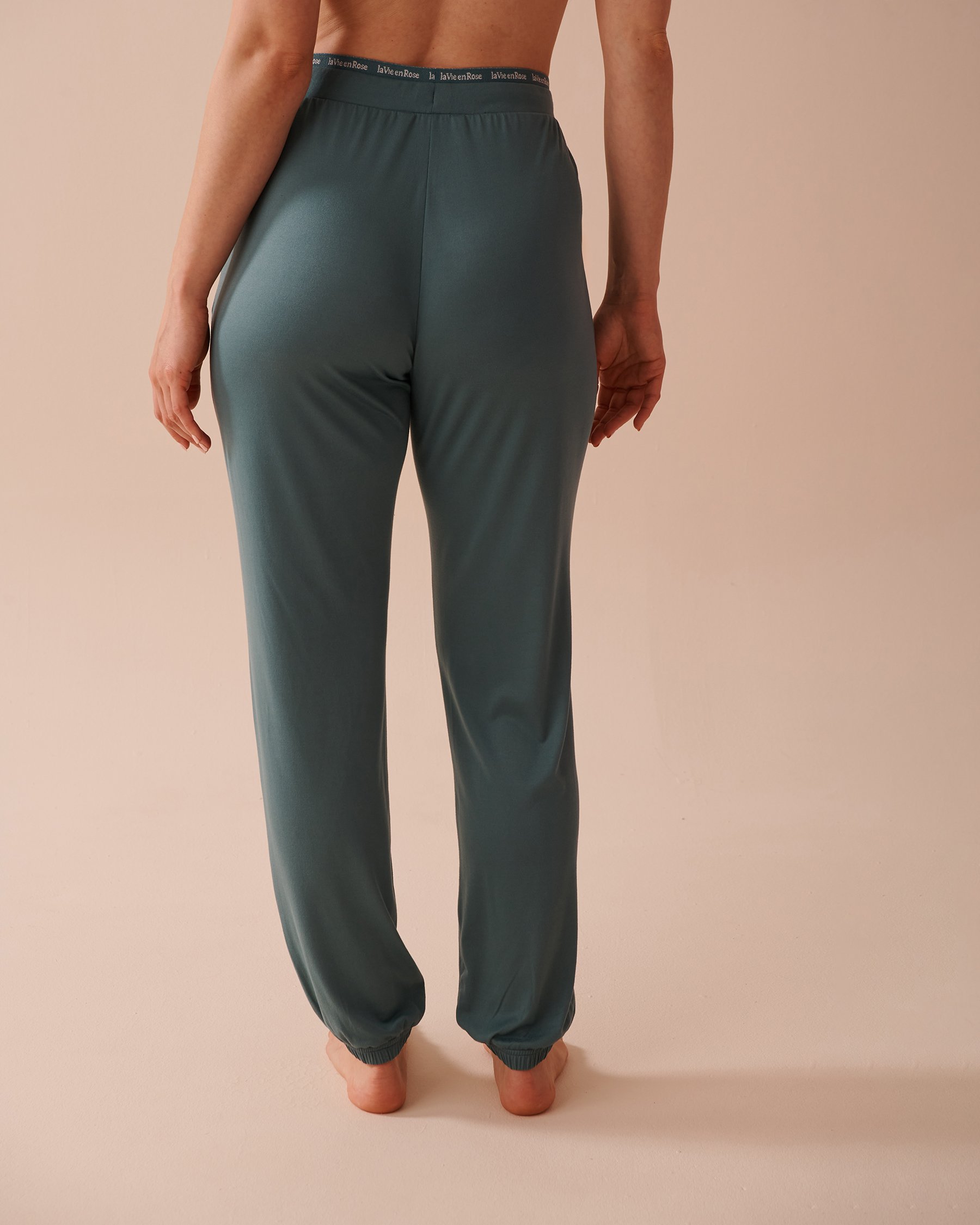 LA VIE EN ROSE Super Soft Jogger Pajama Pants Forest Green 40200646 - View2