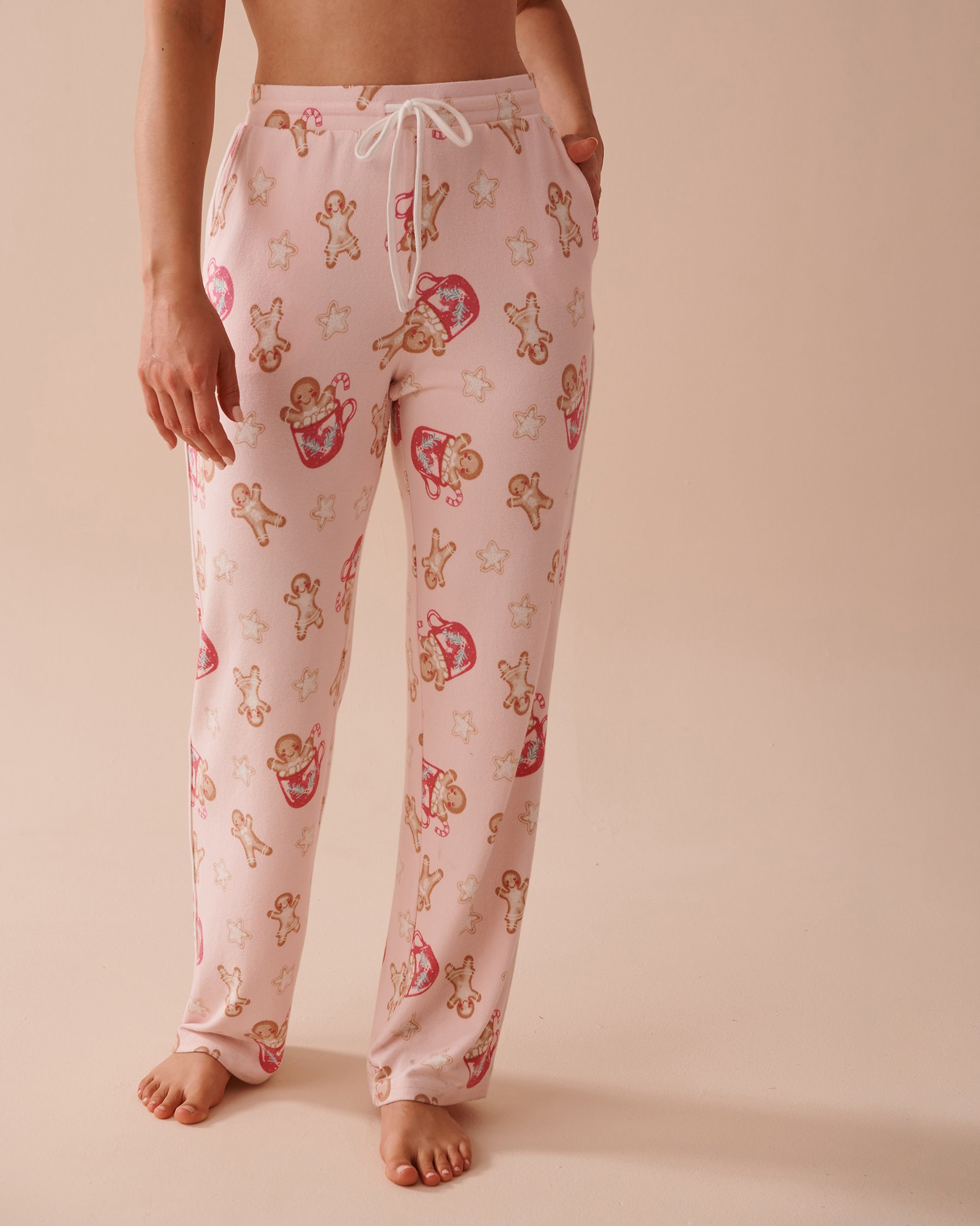 LA VIE EN ROSE Gingerbread Print Recycled Fibers Pajama Pants Gingerbread/Fairy Pink 40200649 - View1