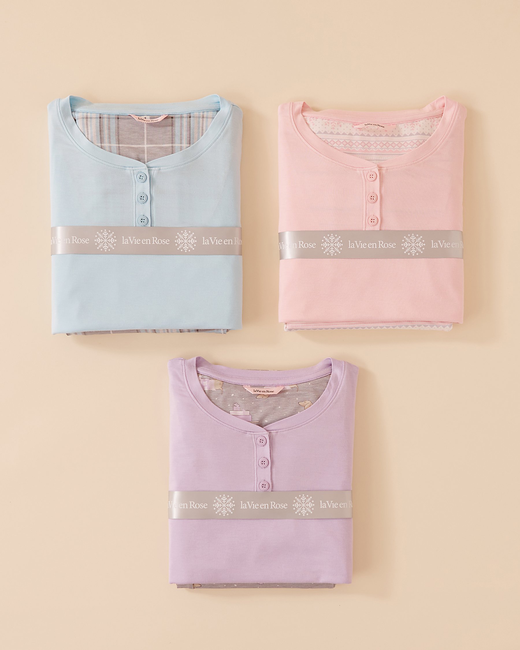 LA VIE EN ROSE Ensemble pyjama manches longues imprimé teckel Teckel/Lilas et gris 40400071 - Voir3