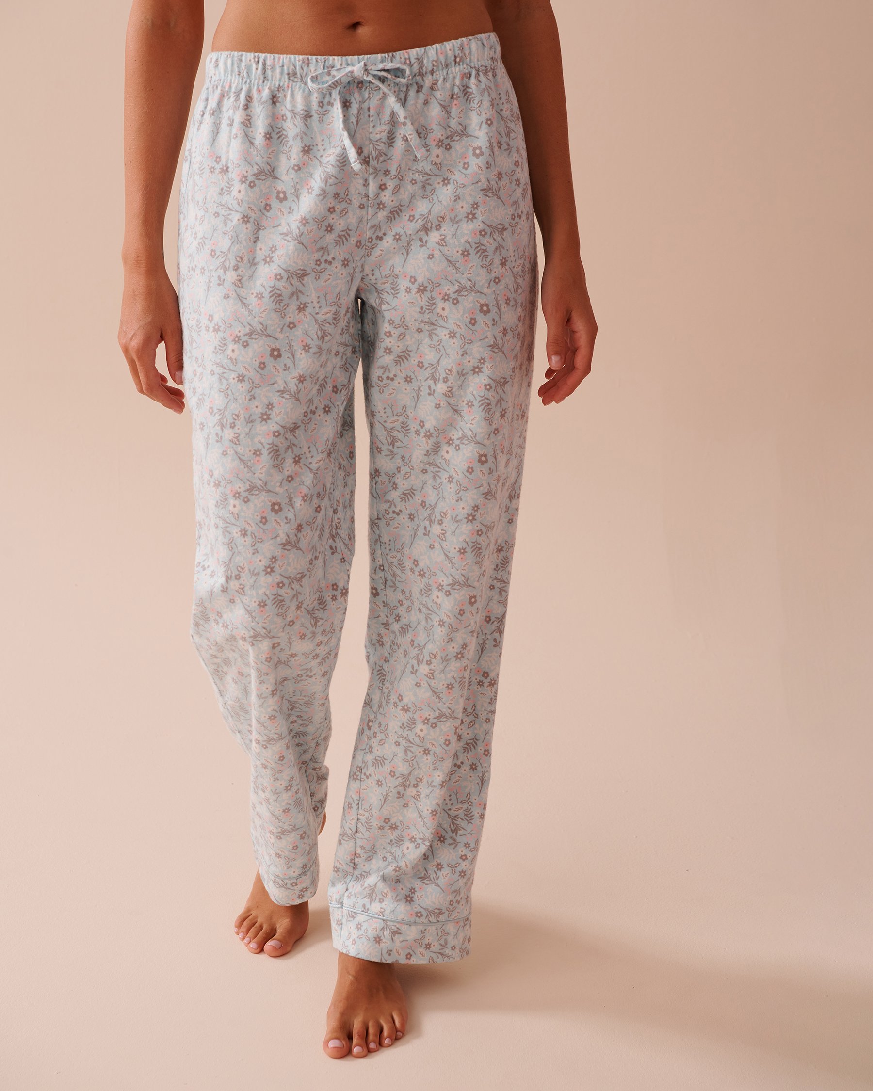 LA VIE EN ROSE Winter Flowers Print Flannel PJ Set Blue Winter Flowers 40400073 - View6