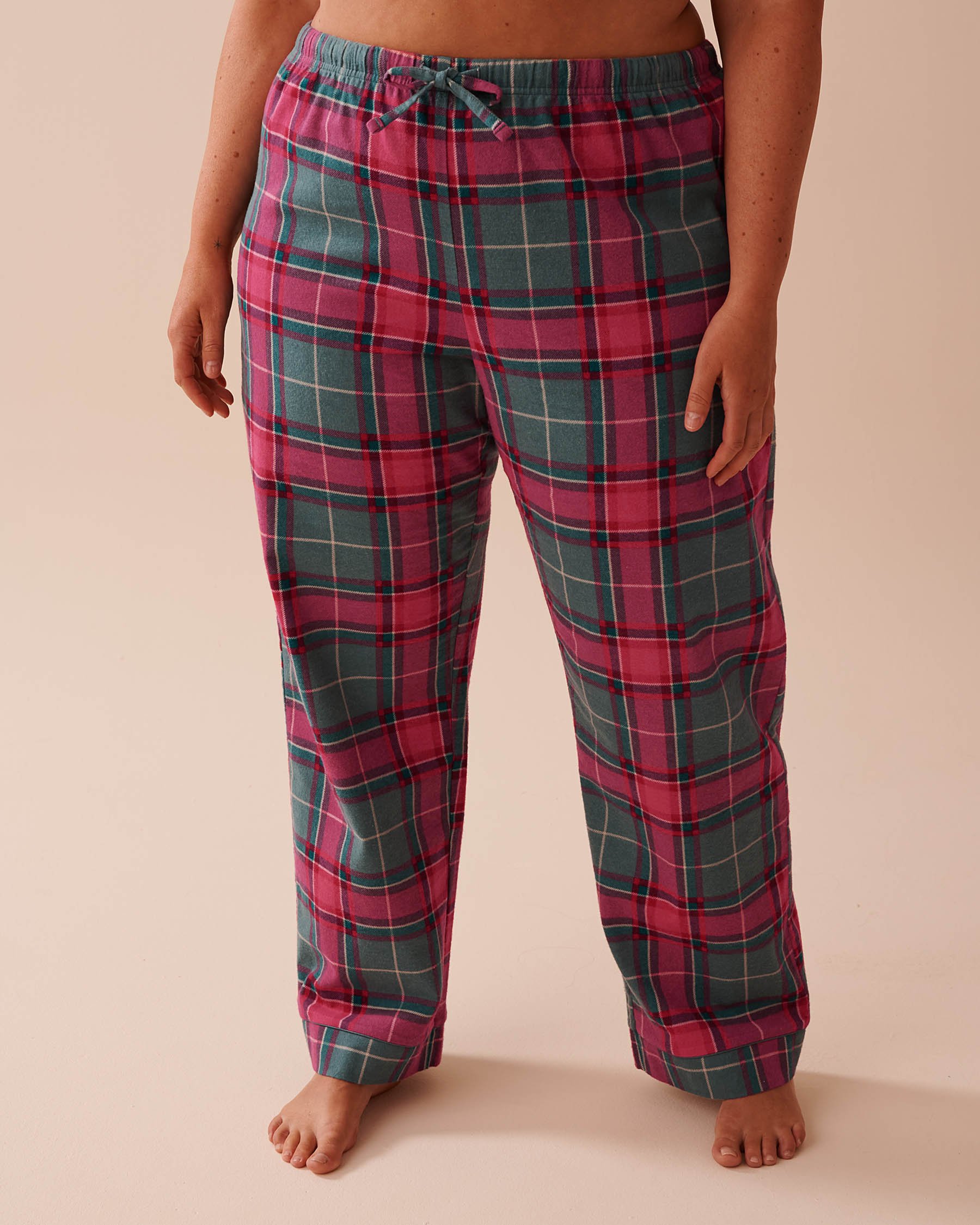 LA VIE EN ROSE Red & Green Plaid Flannel PJ Set Red & Green Plaid 40400073 - View5