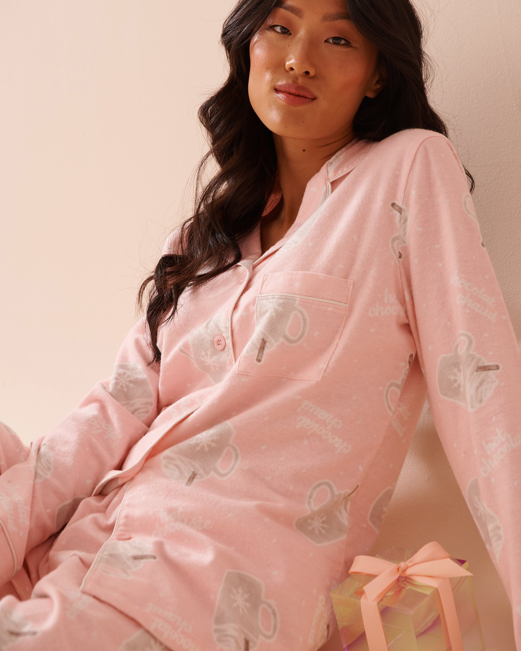 LA VIE EN ROSE Mug Print Flannel PJ Set Mugs/Fairy Pink 40400073 - View4