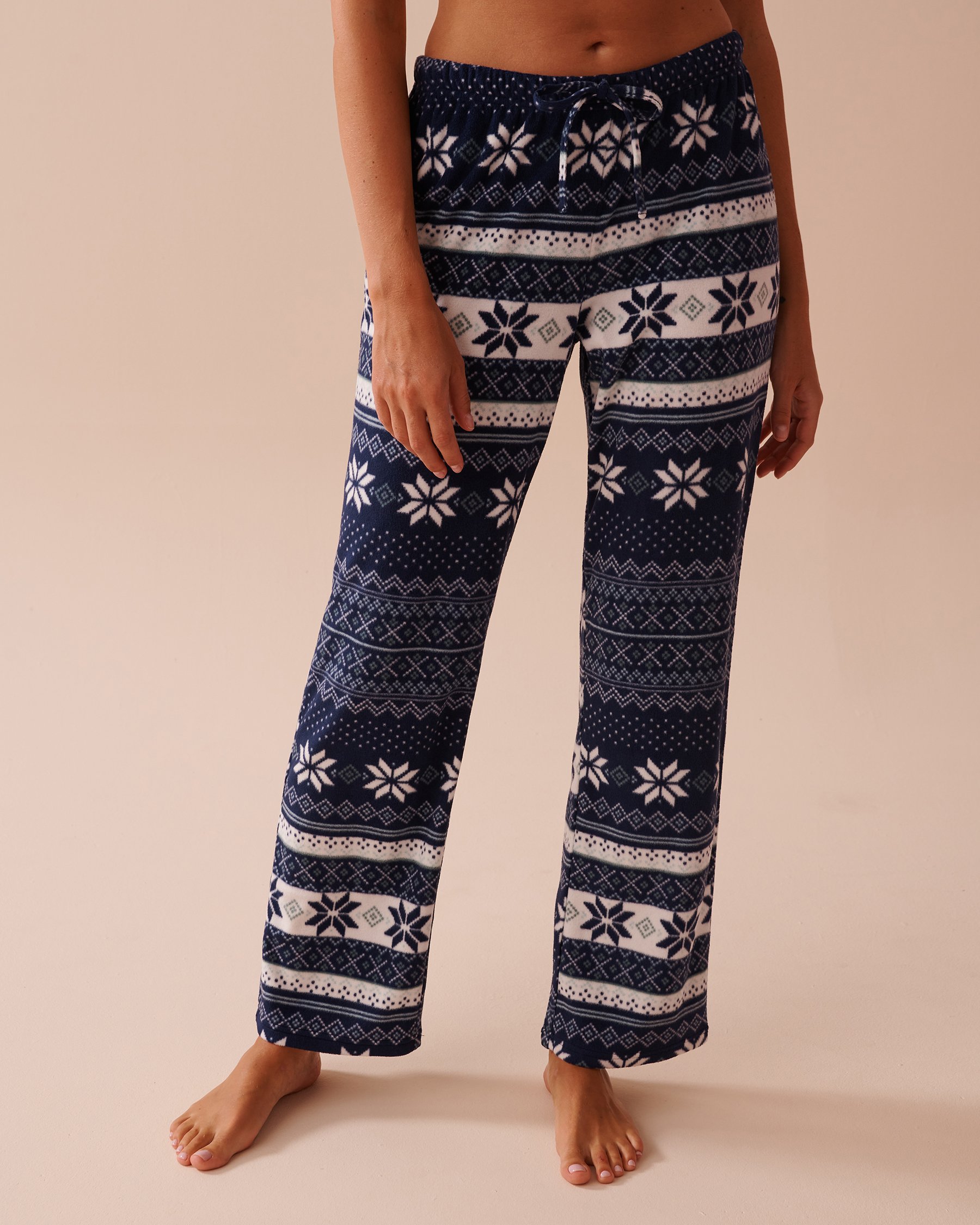 LA VIE EN ROSE Blue Fair Isle Print Micropolar PJ Set Navy Blue Fair Isle Print 40400074 - View5