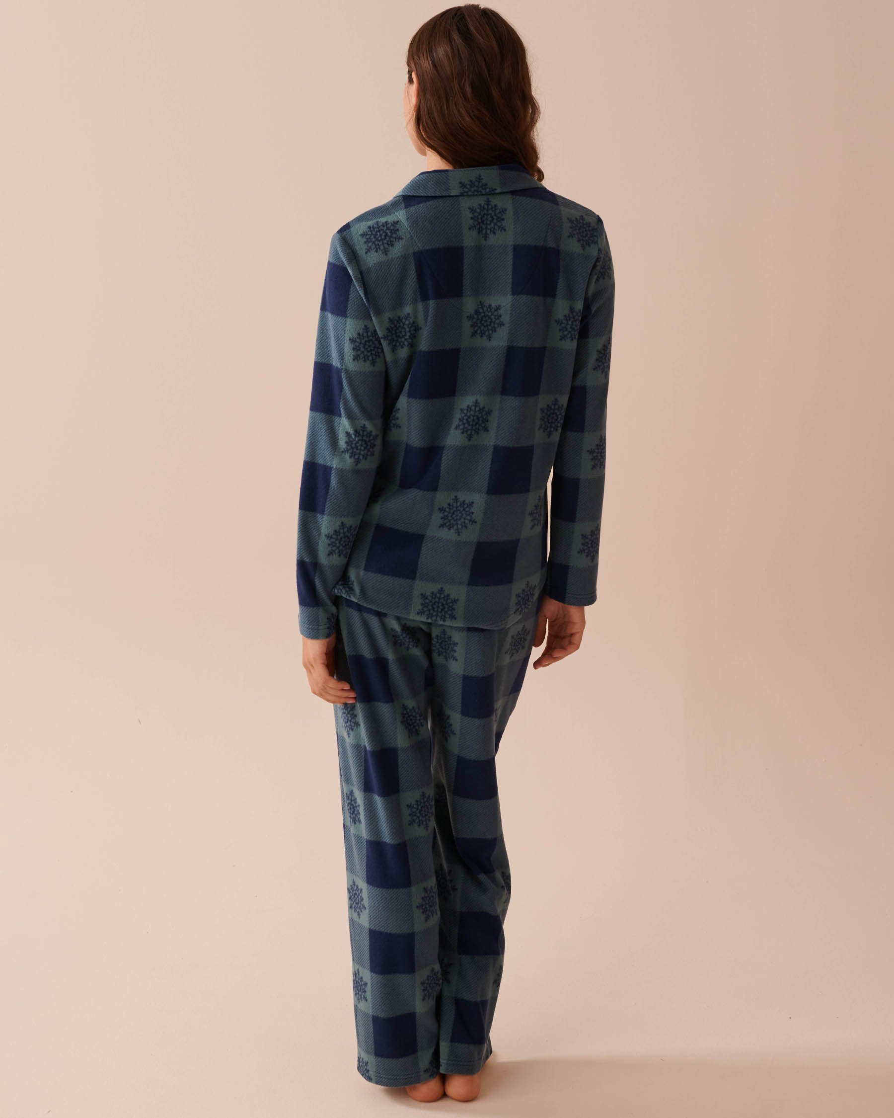 LA VIE EN ROSE Ensemble pyjama en micropolaire à carreaux bleus et verts Carreaux bleus et verts 40400074 - Voir2