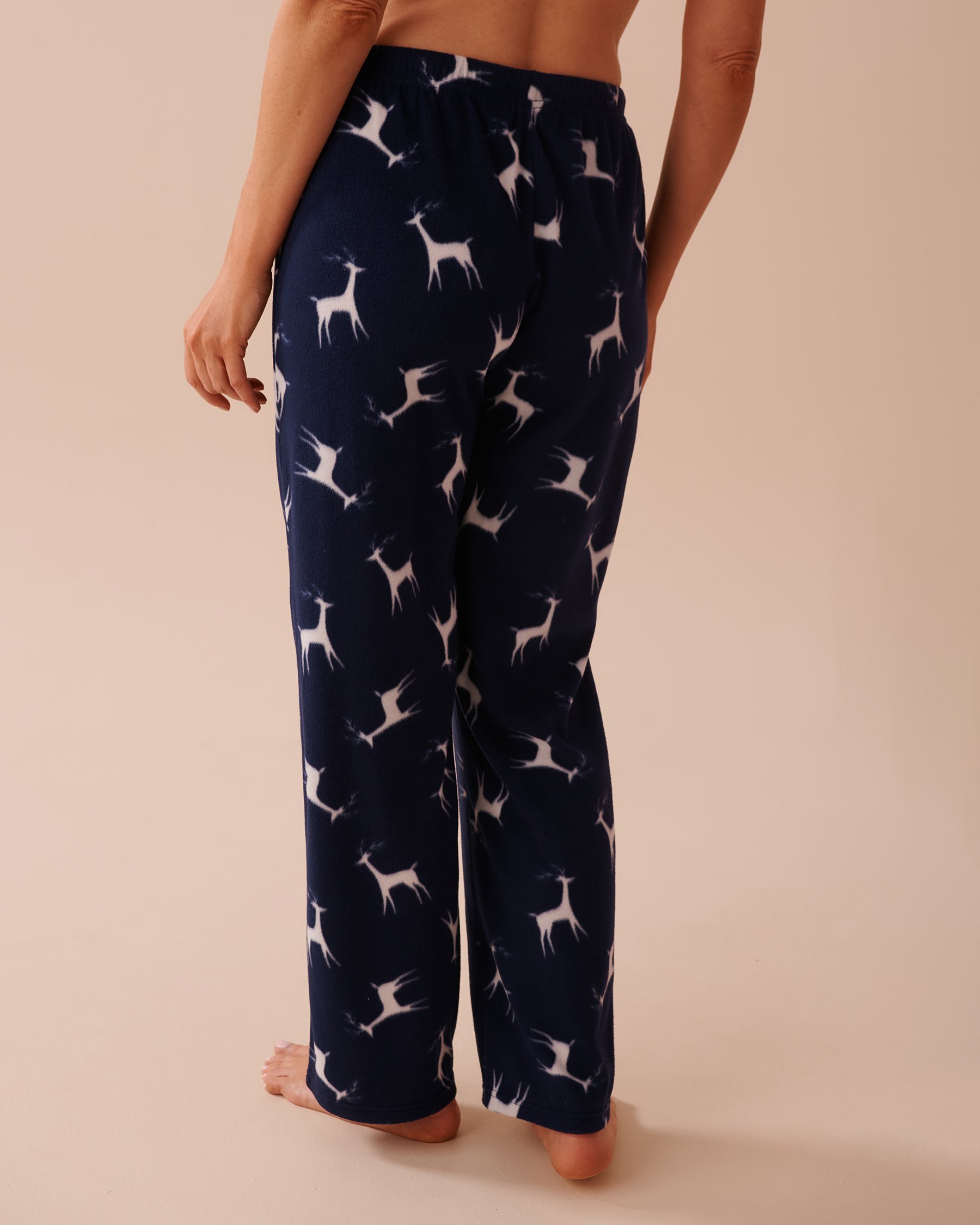 LA VIE EN ROSE Deer Print Micropolar PJ Set Deer/Evening Blue 40400074 - View6