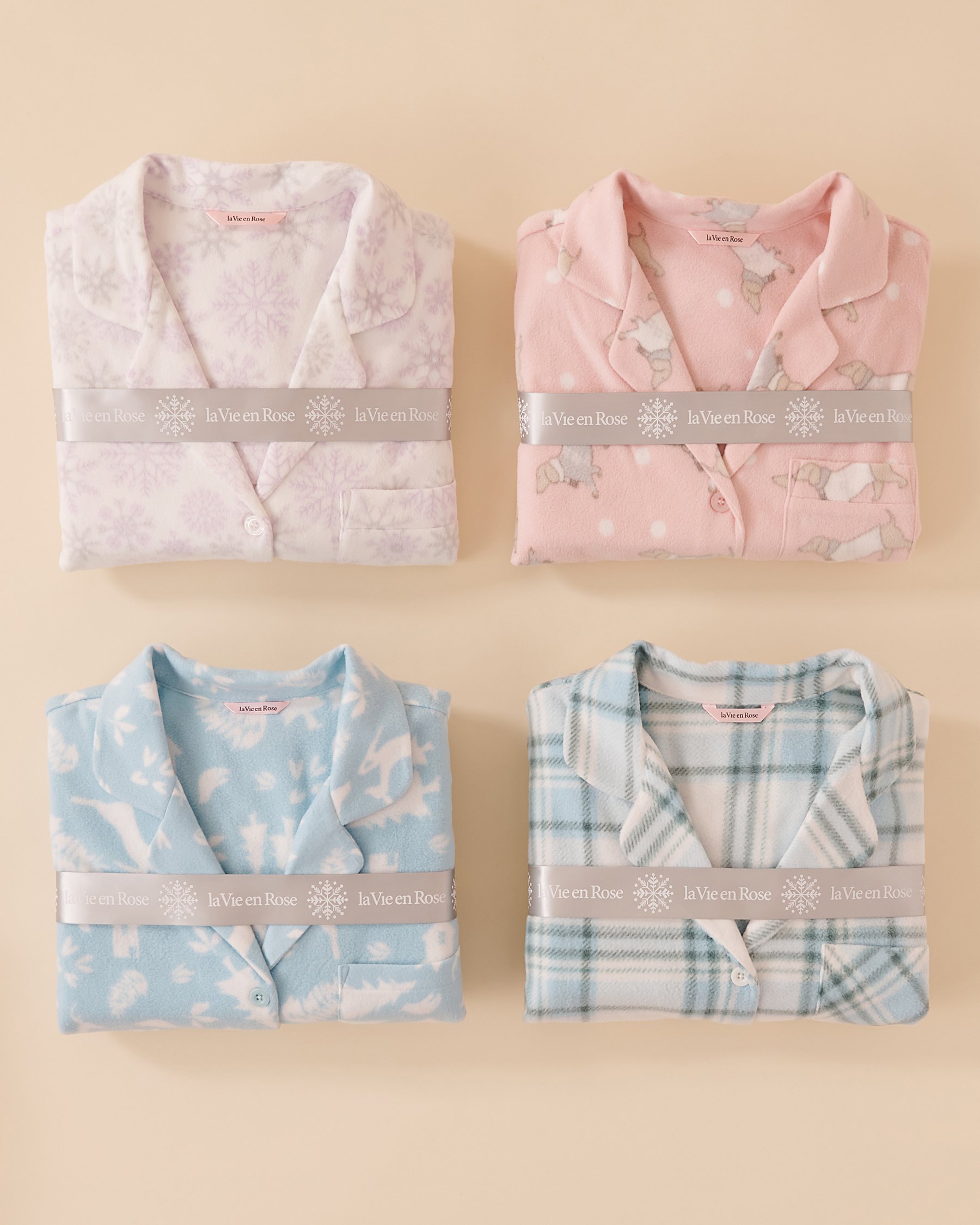LA VIE EN ROSE Pink Plaid Micropolar PJ Set Fairy Pink Plaid 40400074 - View3