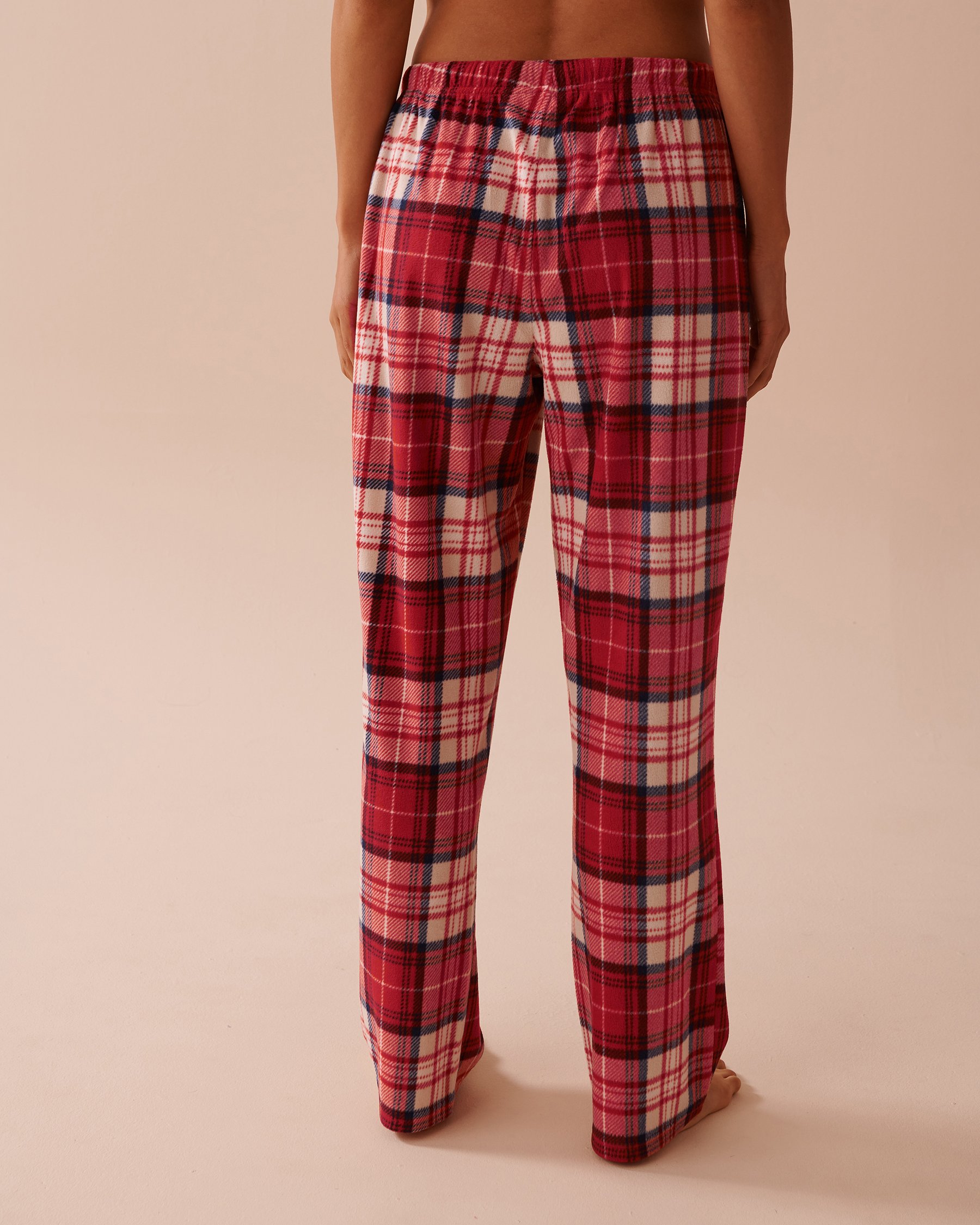 LA VIE EN ROSE Red Plaid Micropolar PJ Set Red & Beige Plaid 40400074 - View6