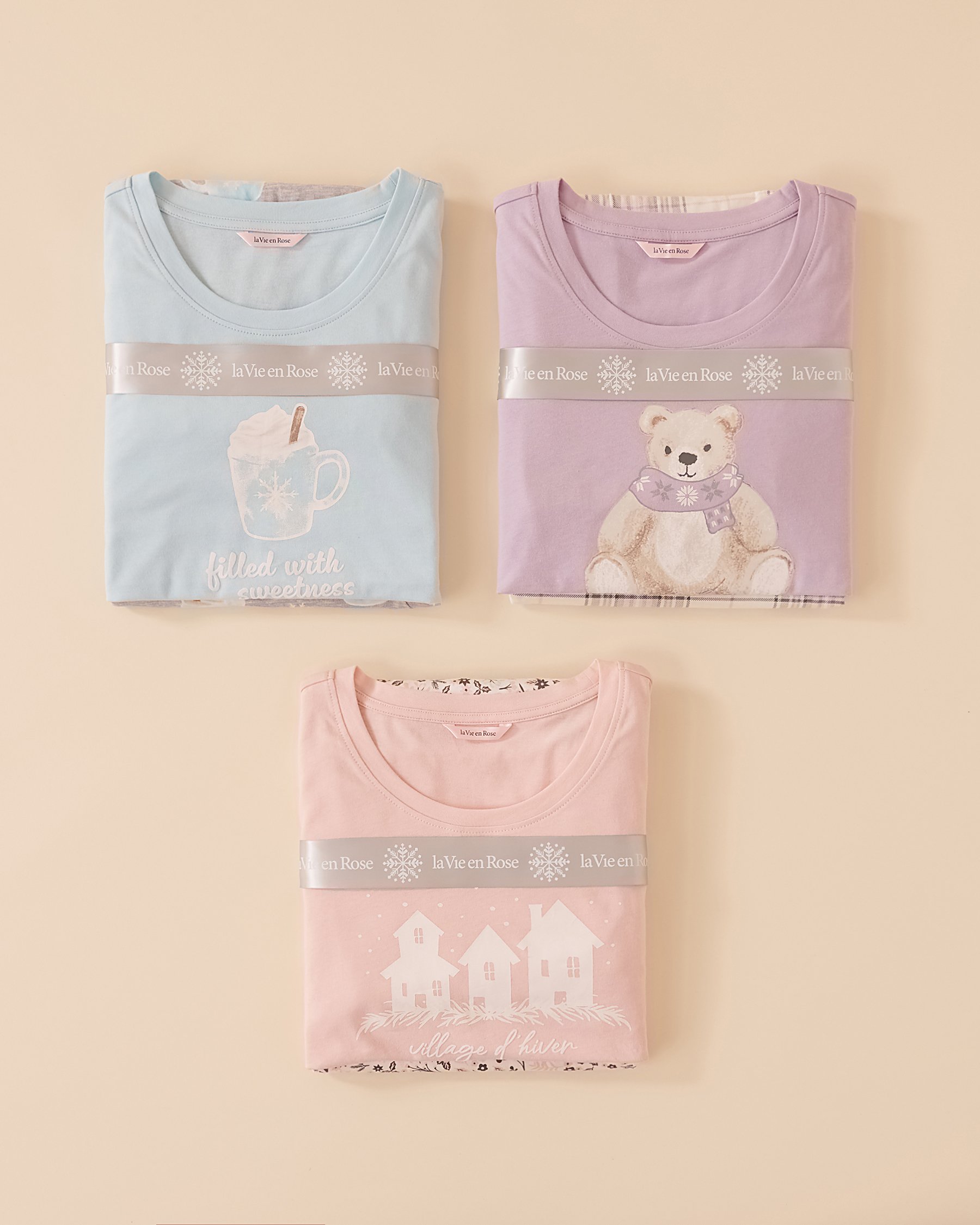 LA VIE EN ROSE Winter Flowers Print Cotton PJ Set Pink Winter Flowers 40400075 - View3