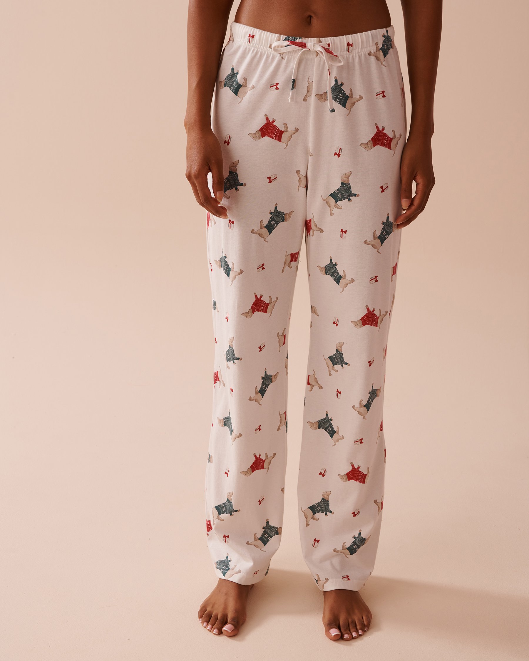 LA VIE EN ROSE Dachshund Print Cotton PJ Set Dachshund/Snow White 40400075 - View5