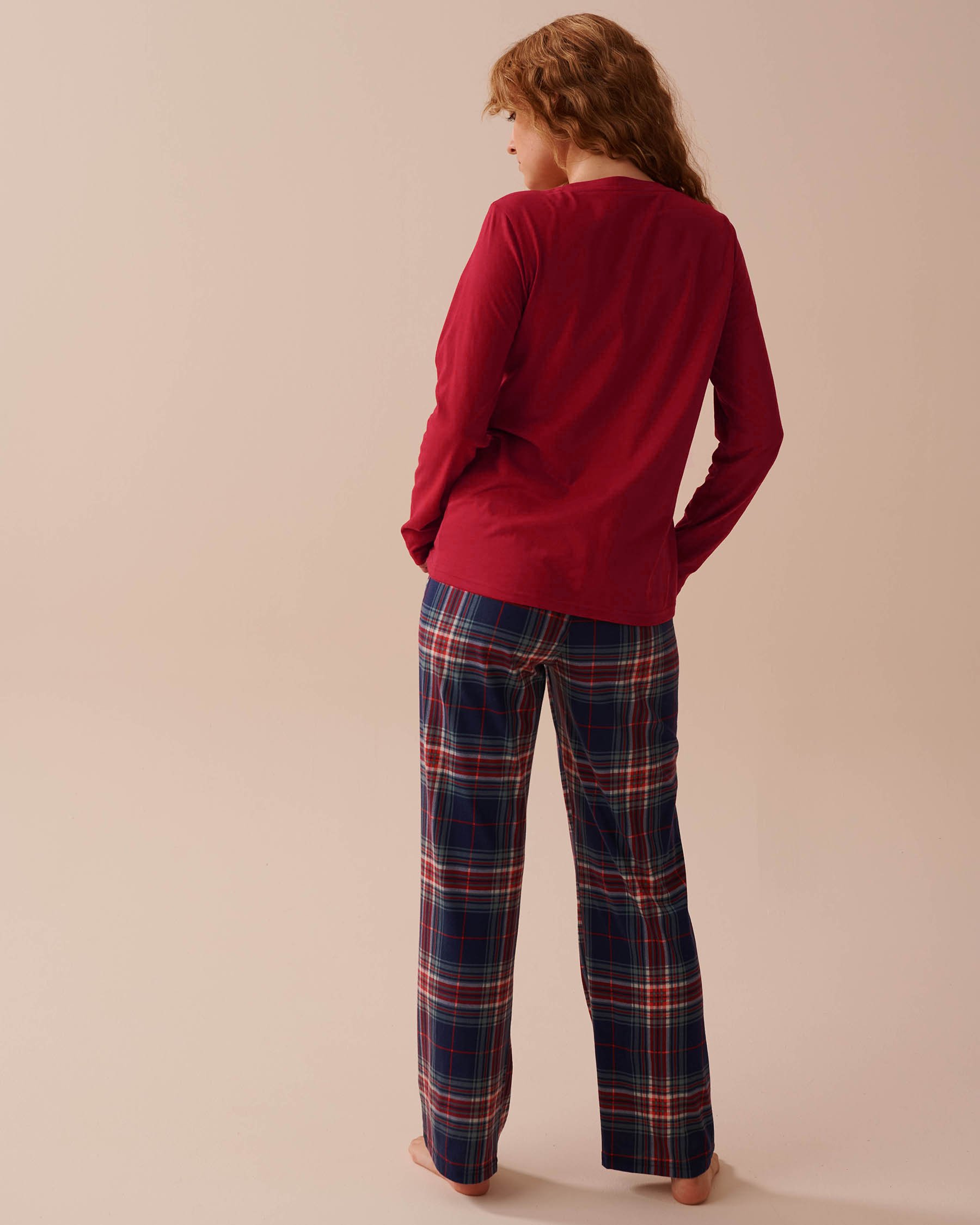 LA VIE EN ROSE Blue Plaid Cotton PJ Set Evening Blue Plaid 40400075 - View2