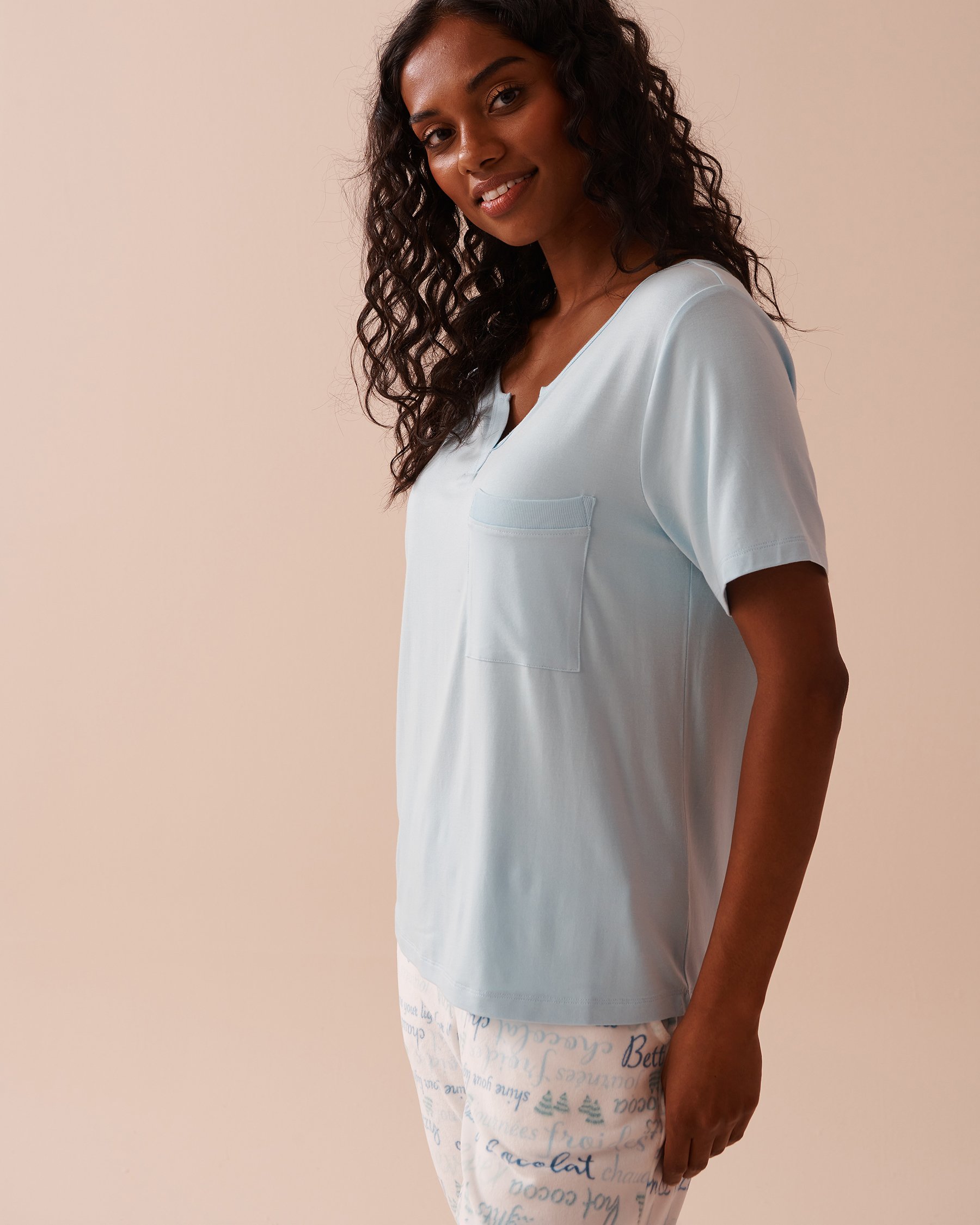 LA VIE EN ROSE Bamboo T-shirt Winter Blue 40100671 - View4