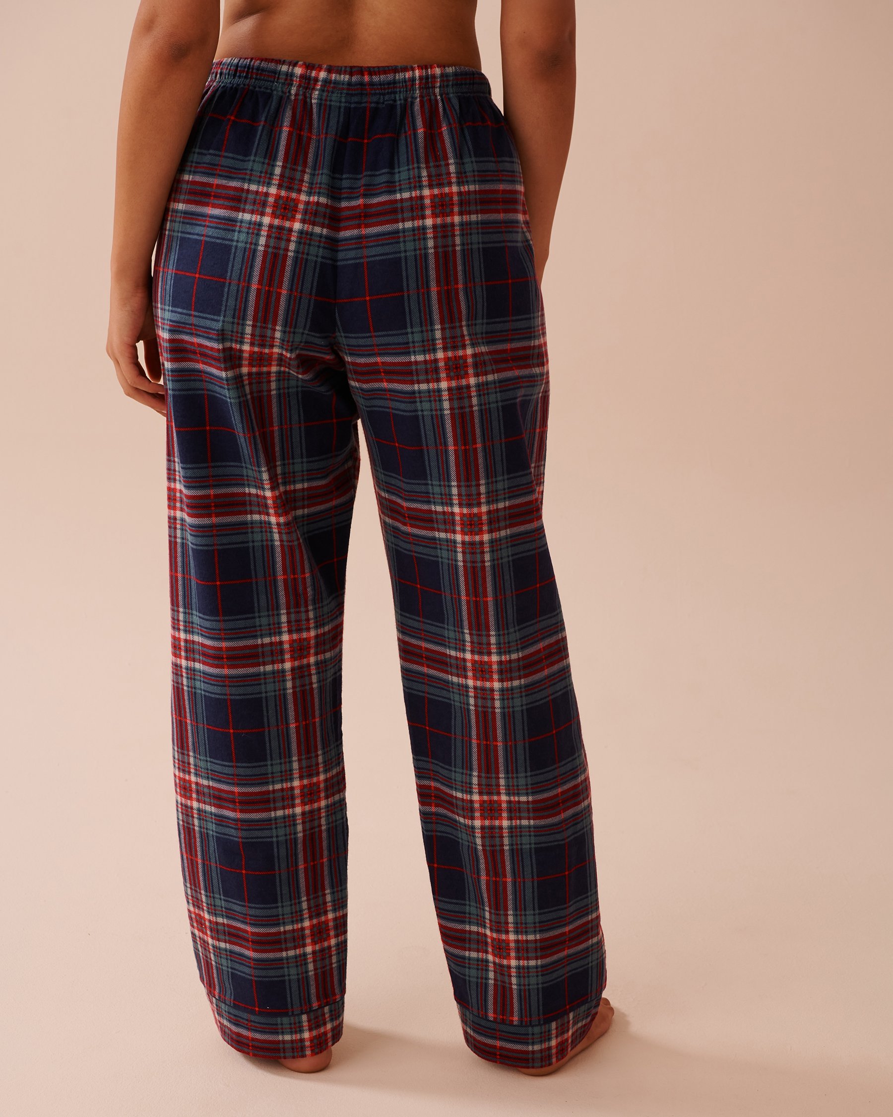 LA VIE EN ROSE Blue Plaid Flannel PJ Set Evening Blue Plaid 40400073 - View7