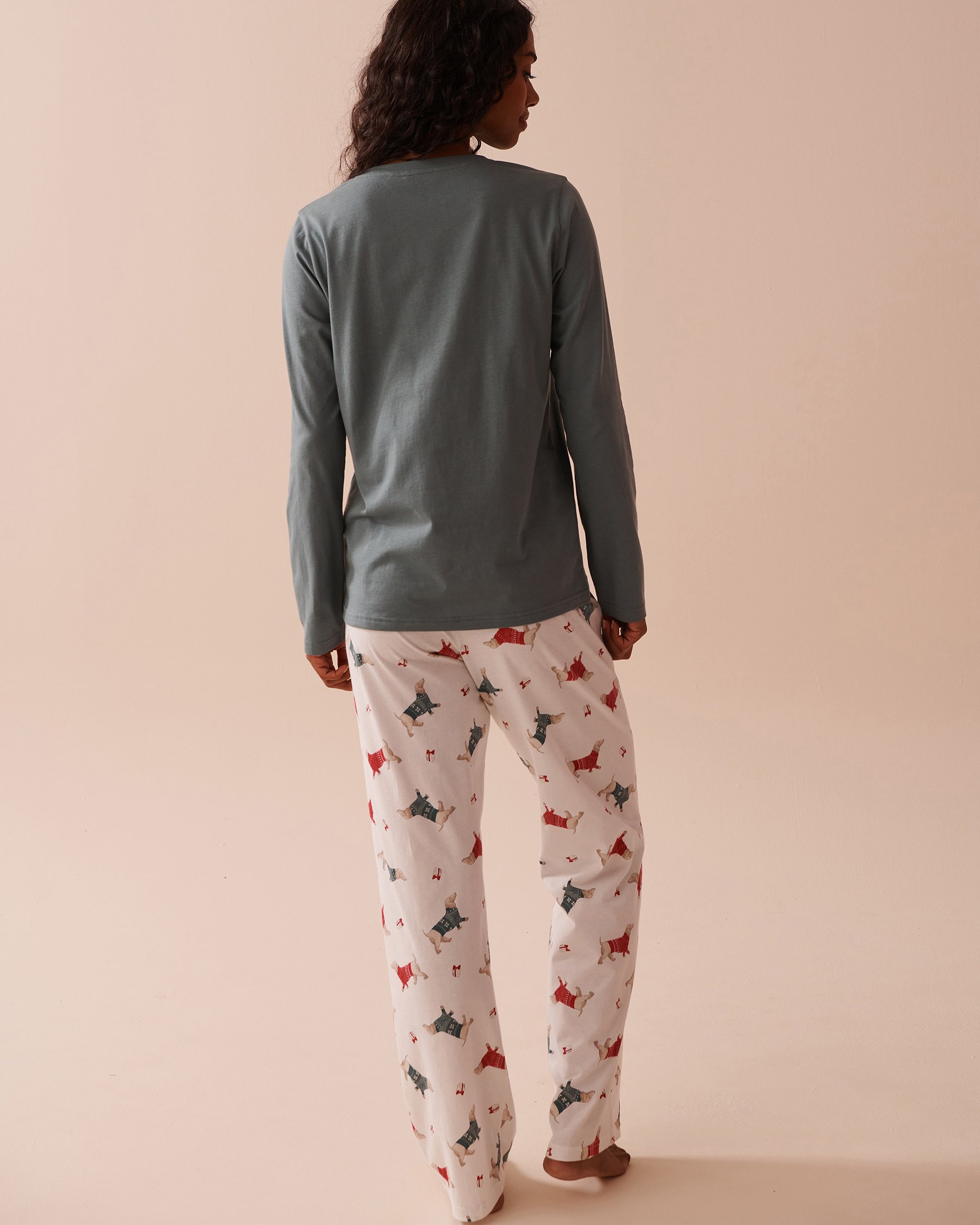 LA VIE EN ROSE Dachshund Print Cotton PJ Set Dachshund/Snow White 40400075 - View2