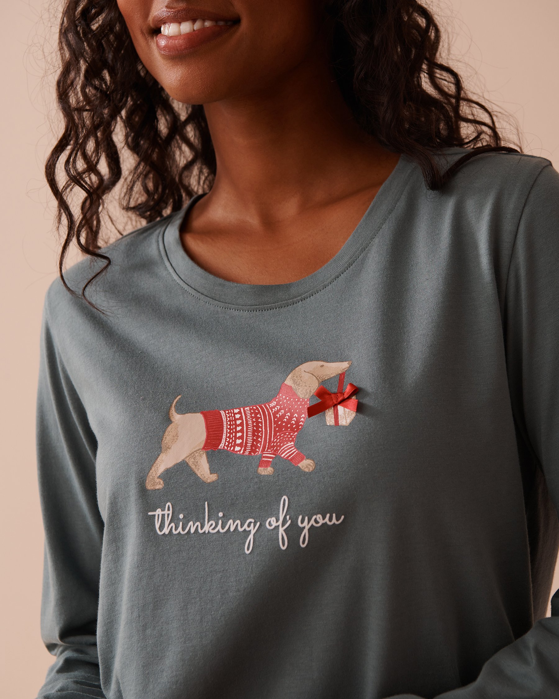 LA VIE EN ROSE Dachshund Print Cotton PJ Set Dachshund/Snow White 40400075 - View4