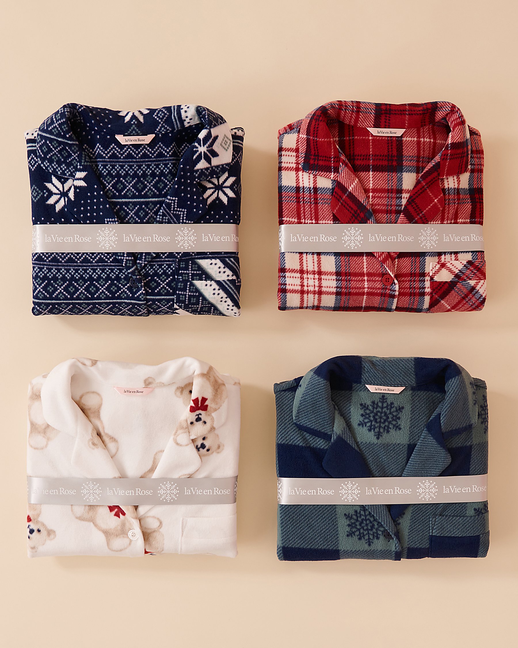 LA VIE EN ROSE Deer Print Micropolar PJ Set Deer/Evening Blue 40400074 - View3