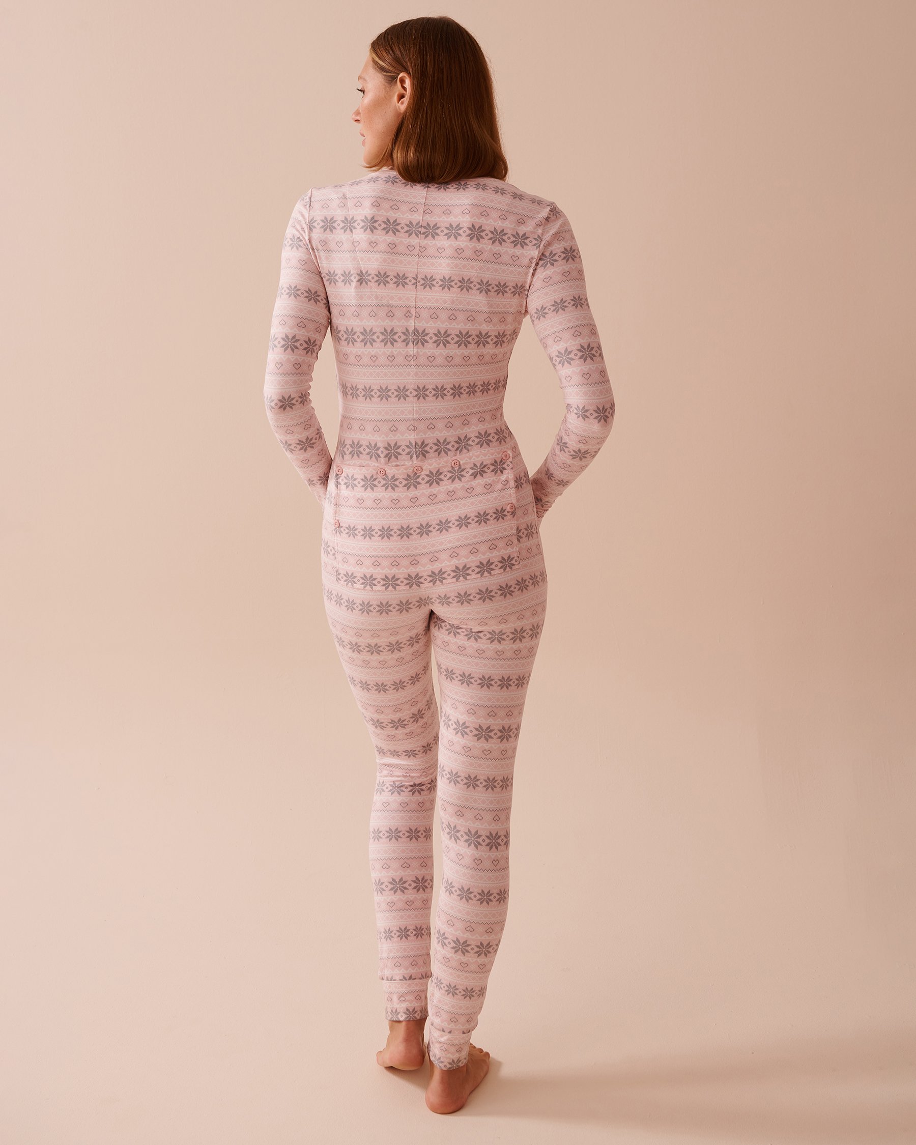LA VIE EN ROSE Fair Isle Print Super Soft Jumpsuit Pink Fair Isle Print 40300049 - View2