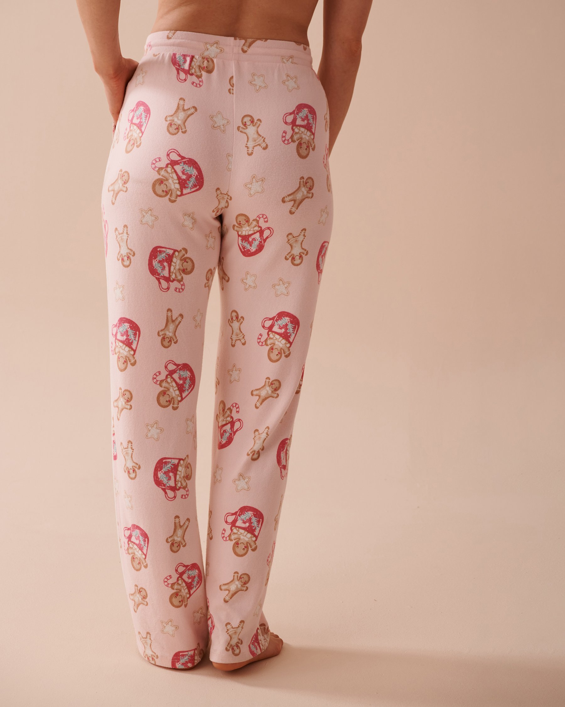 LA VIE EN ROSE Gingerbread Print Recycled Fibers Pajama Pants Gingerbread/Fairy Pink 40200649 - View2
