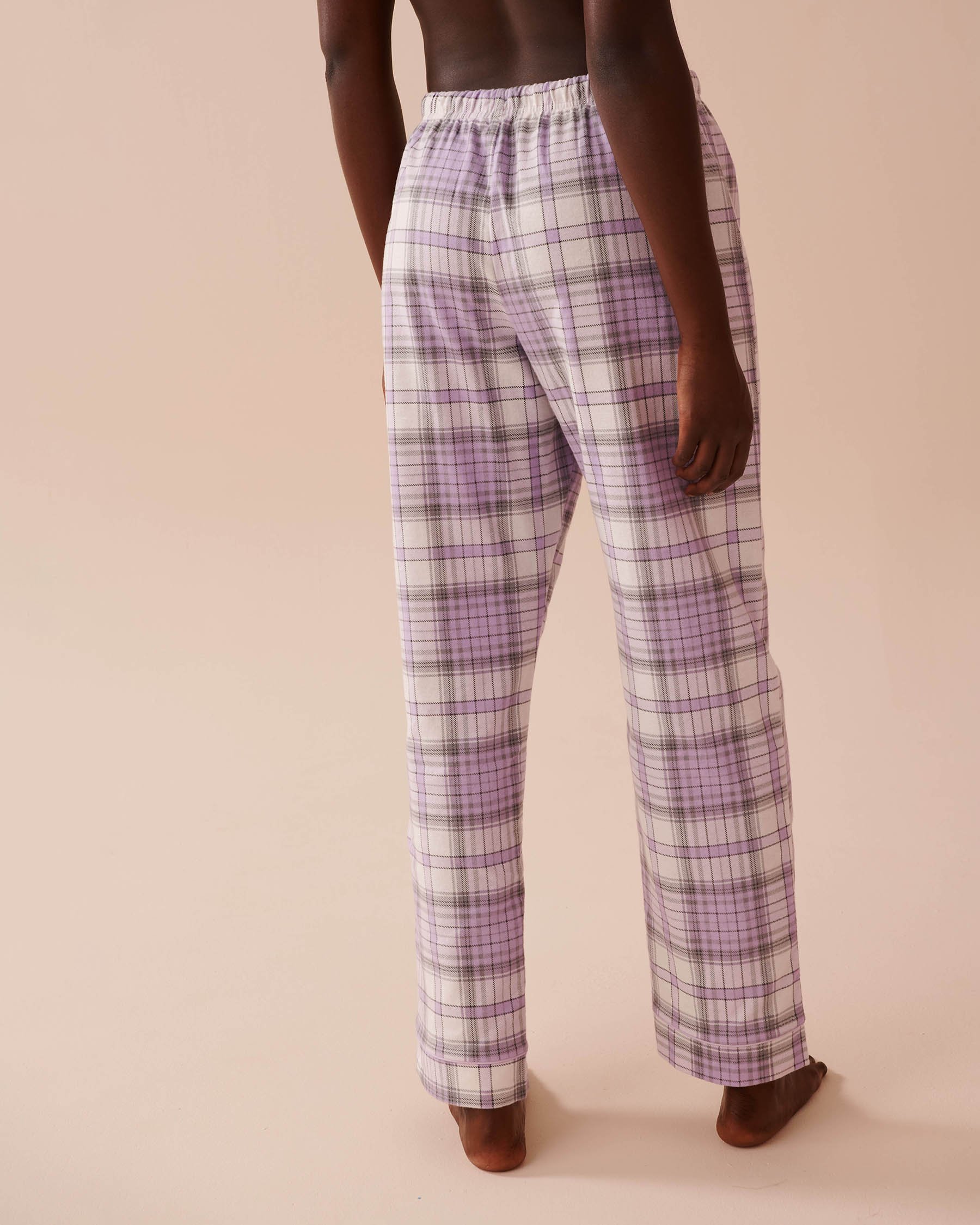 LA VIE EN ROSE Lilac Plaid Flannel PJ Set Lilac Plaid 40400073 - View6